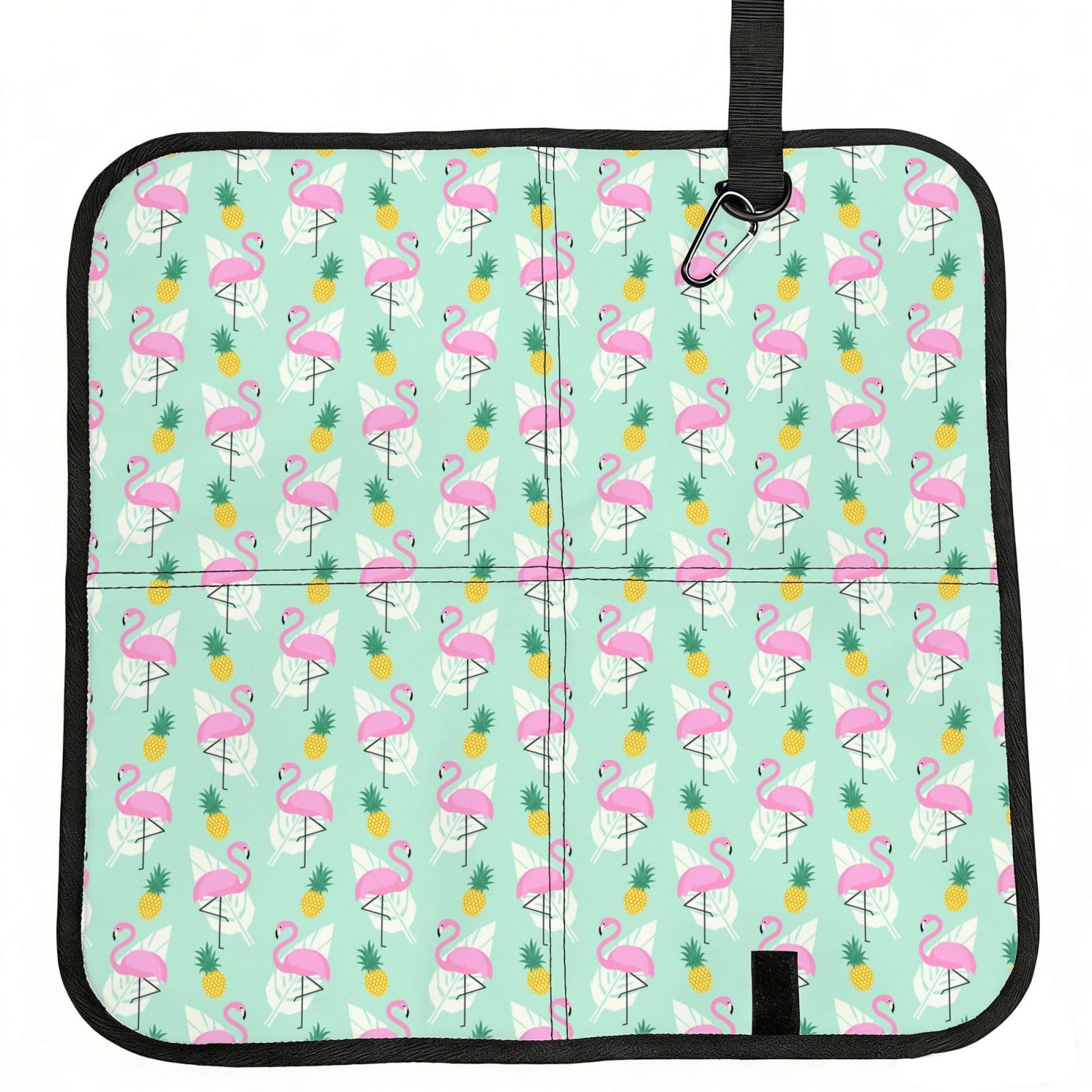 ERCgad Red Flamingo Pineapples Print Foldable Seat Cushion Portable Chair Pad Lightweight Travel Outdoor Office Home