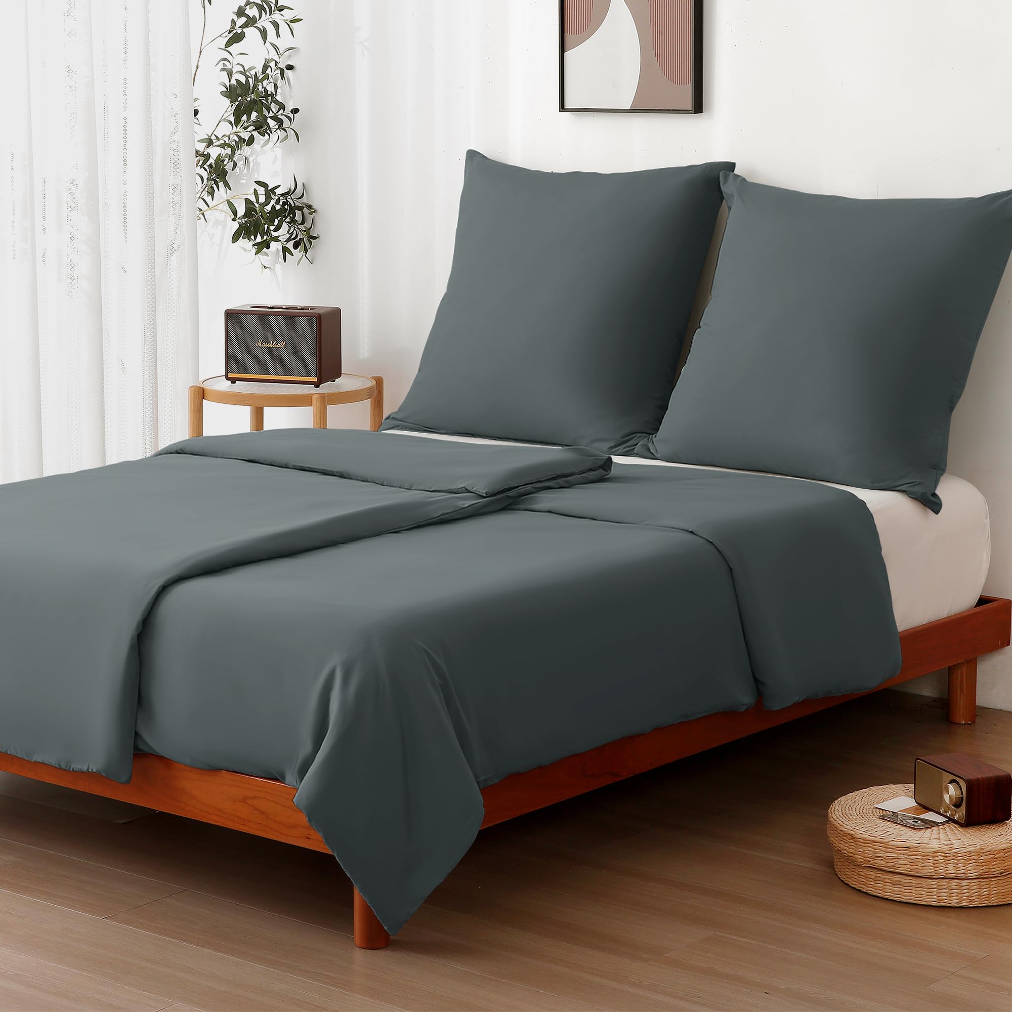 Beddengoed, 240 x 260 cm, sneeuwwit, ruit, microvezel, wasbaar, wollig, zachte beddengoedset, luxe beddengoedset, geschikt voor volwassenen en kinderen, inclusief 2 kussenslopen van 80 x 80 cm