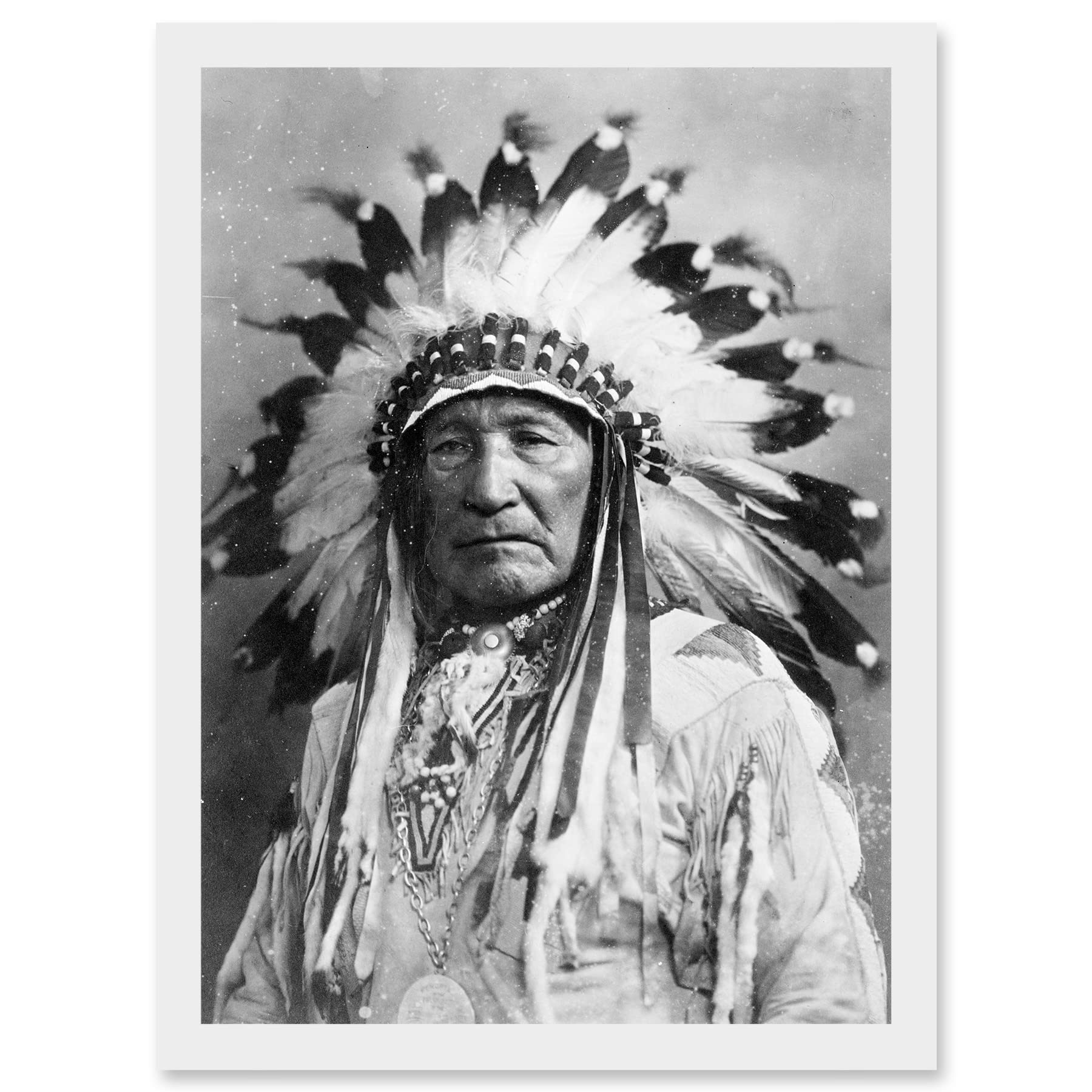 Artery8 Native American Dian Mountain Chief A4 Artwork Framed Wall Art Print