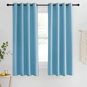 NICETOWN Blackout Short Curtain 63 inches Long for Windows, Thermal Insulated Curtain Grommet Room Darkening Window Treatment for Bedroom/Living Room, 1 Panel, W46 x L63, Teal Blue