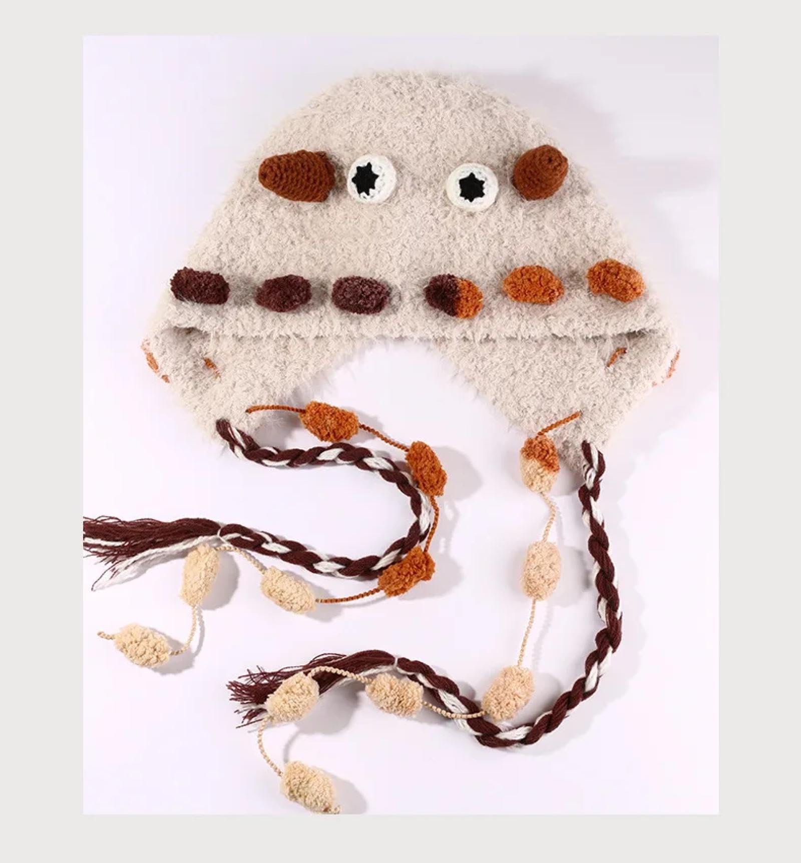 Strickmützen Hüte Mützen Caps Beanie Mütze Beanie Handgemachte Süße Lustige Strickmütze Pelzige Kleine Monstermütze Herbst Winter Warme Ohrenschutzband Russische Outdoor