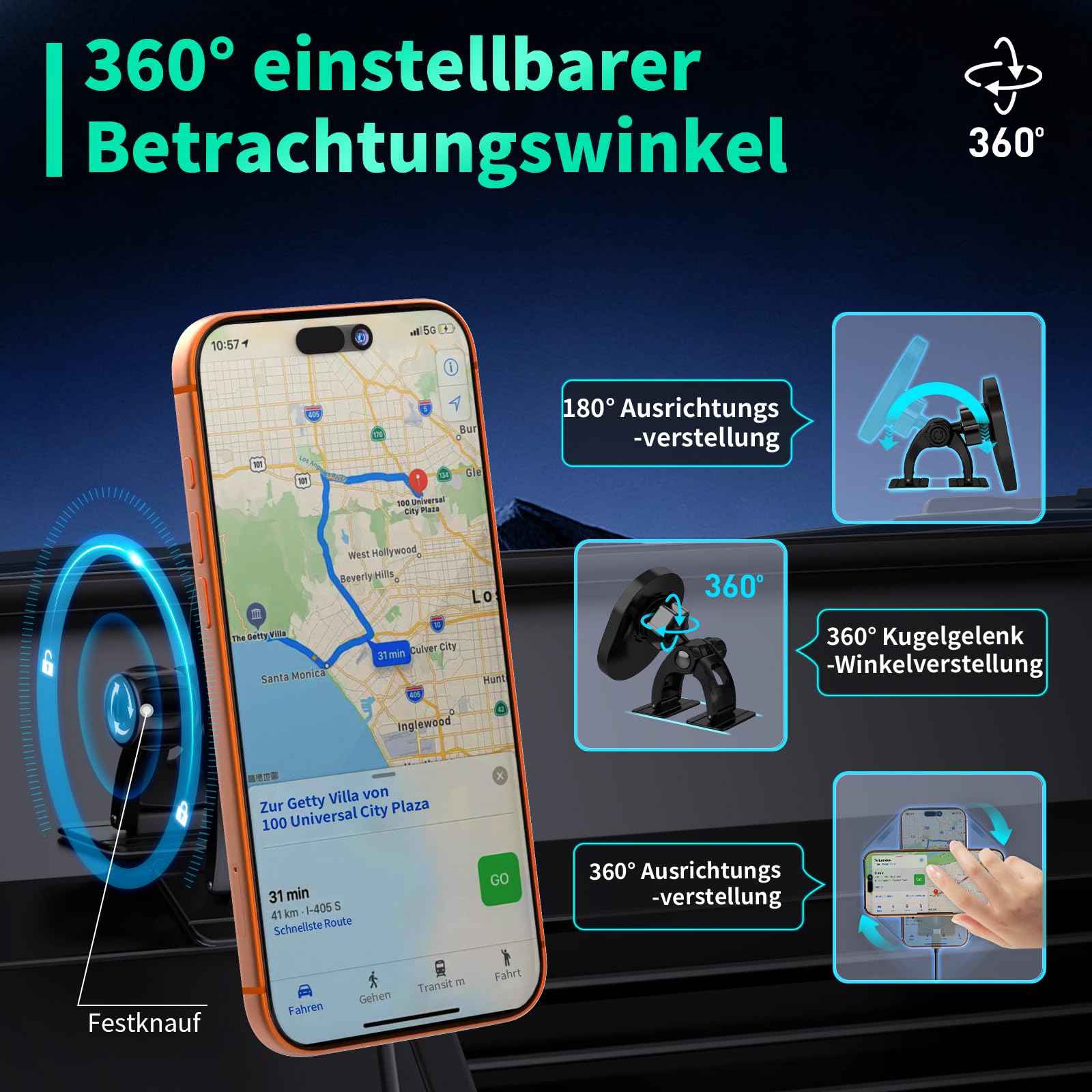 für Magsafe Autohalterung mit Ladefunktion 15W, Handyhalterung Auto für Magsafe Ladegerät für iPhone 17 16 15 14 13 12 für Samsung Galaxy S25 24 23 22 21 20 - für Armaturenbrett/Frontscheibe