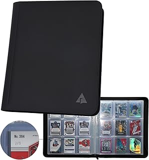 Rayvol Toploader Binder for Sport Cards, Holds 252 Toploaders 9-Pocket Clear Pages, Top Loader Card Storage Album, Ringless Double-Sided Pockets Transparent Sleeves for Cards in 3 x 4 Toploaders