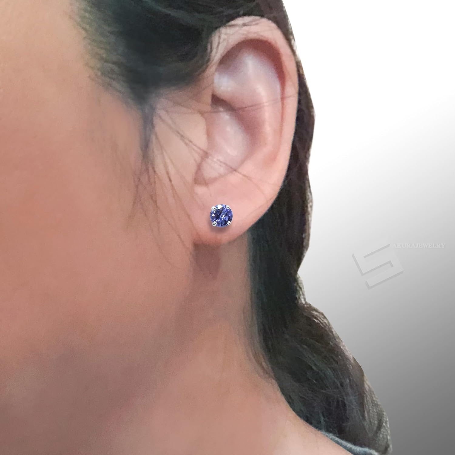 Untreated Tanzanite Silver Studs, Rich Violet Earth Mine Tanzanite In Sterling Silver Earring Earrings