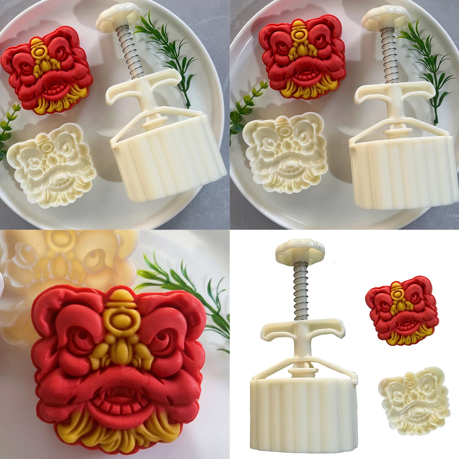 MidAutumn Festival Dessert Maker Baking Tool 3D Traditional Lions Dessert Molds Hand Press Mold Plungers Pastries Tool