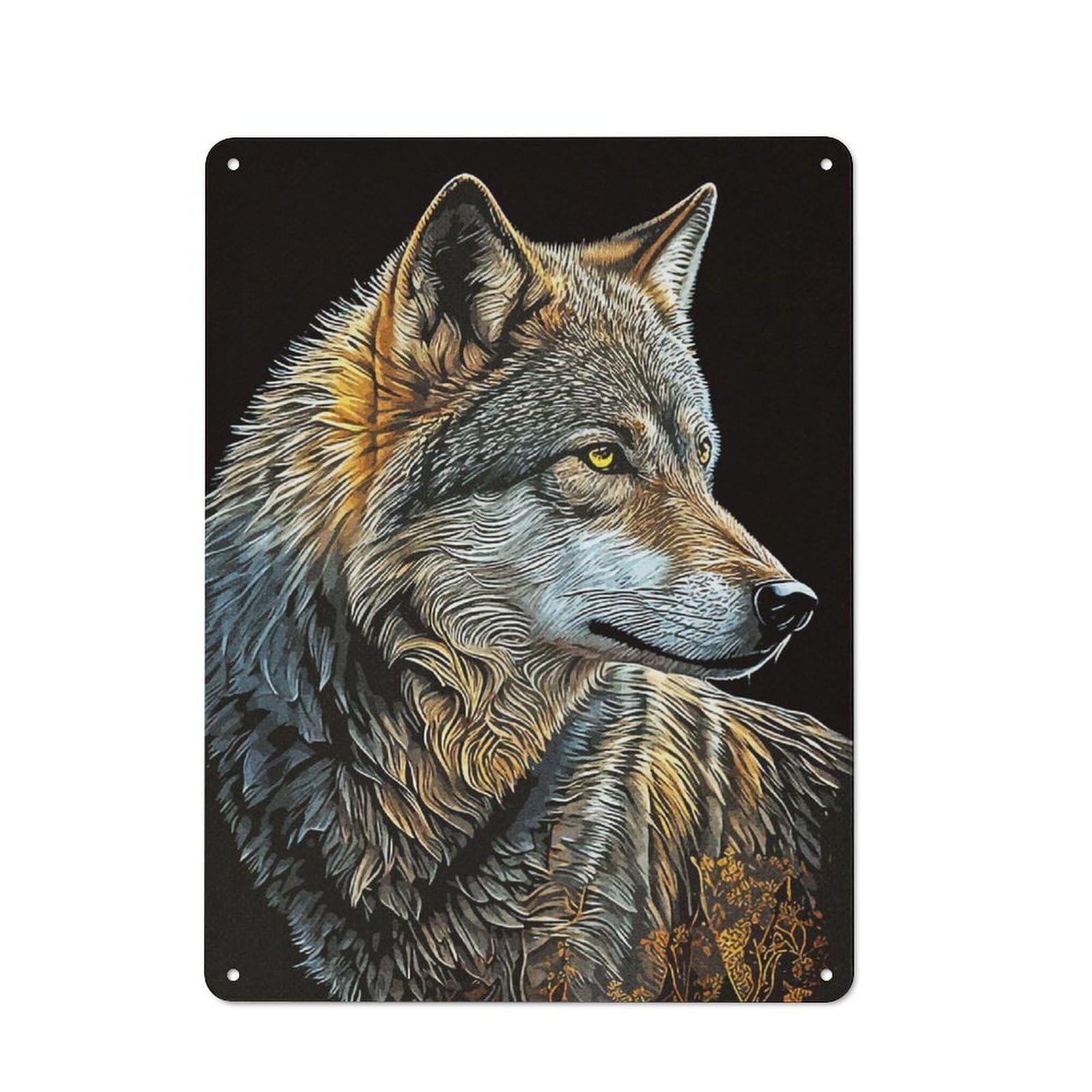 Junmoney Wolf Vintage Vintage Metal Sign 40X30cm For Guest Room Or Hallway, Suited To Guest Room Decorators