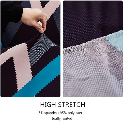 Miniatura 4 de Funda elástica estampada para sofá de 2 cojines, lavable, protector de muebles suave con parte inferior elástica para sala de estar D-1 asiento