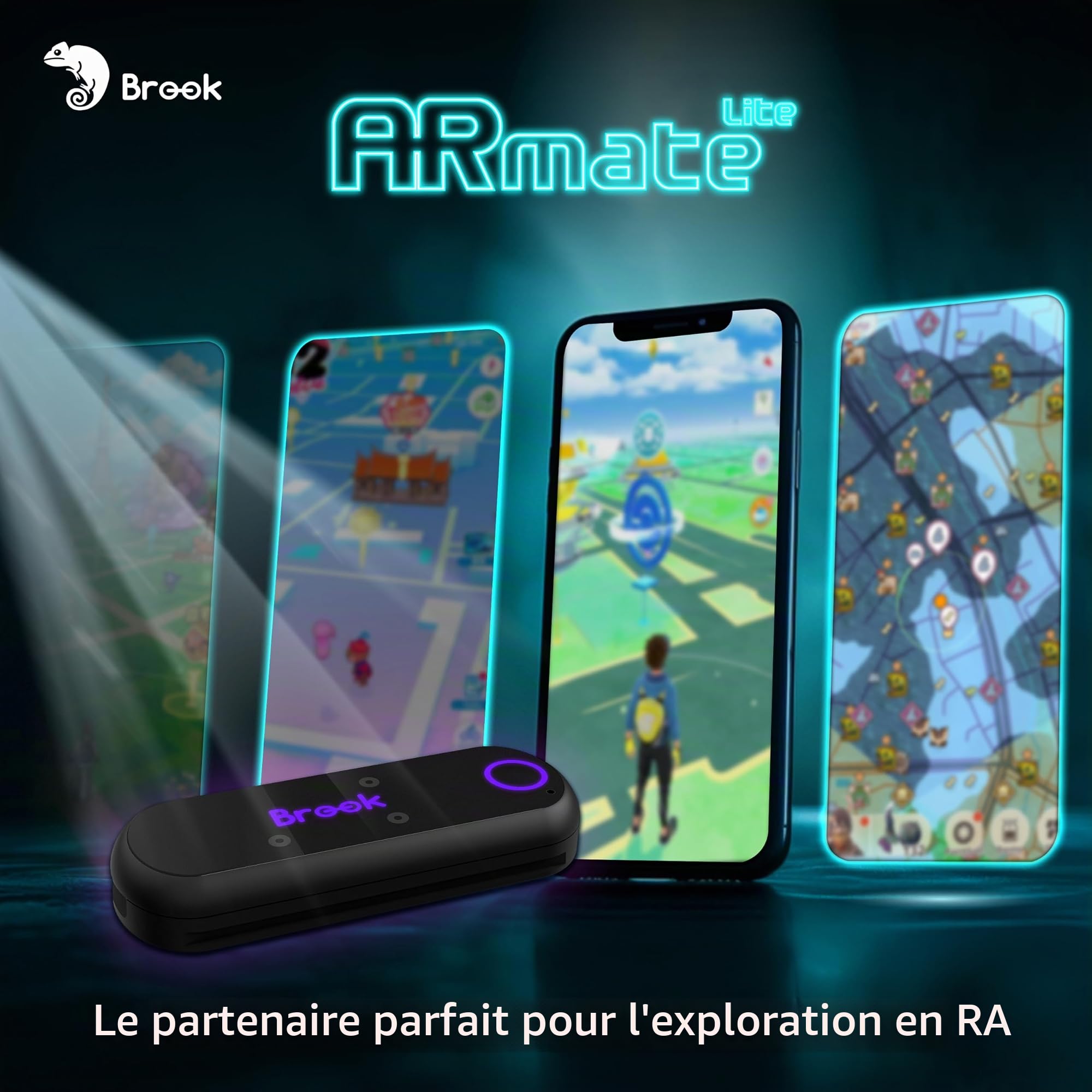 Brook AR Mate Lite Auto Catcher pour Pokémon GO, Mini Dispositif Bluetooth Auto Catch et Auto Spin, GPS Walker Smart Roaming pour Jeux AR, Accessoire Portable avec contrôle Via Application iOS