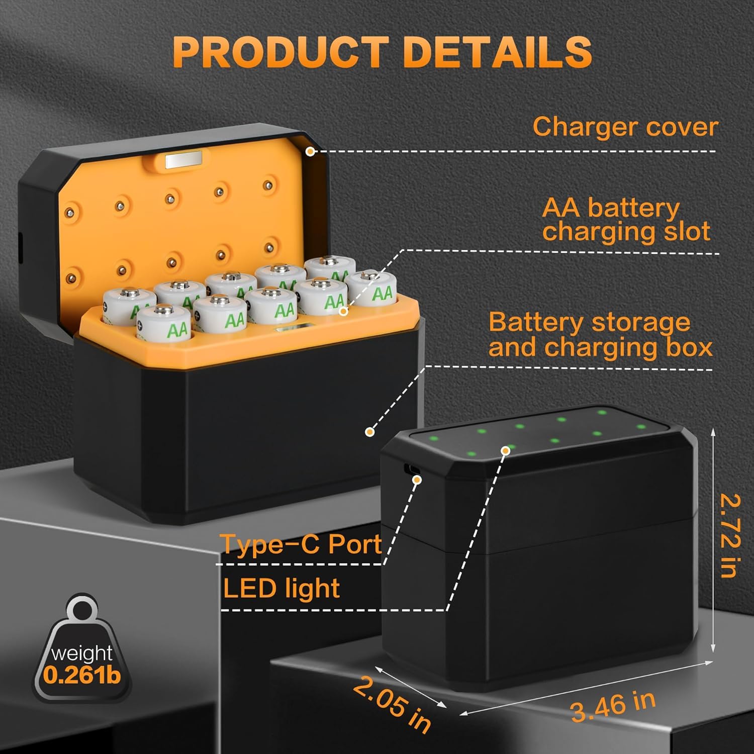 Wiederaufladbare AA-Batterien, Lithium mit Ladegerät, 1,5 V, 3000 mWh, Doppel-A-Akku, wiederaufladbar, langlebig, Pilas Recargables Lithium-Ionen-AA-Akku mit Lade-Aufbewahrungsbox für Blink Outdoor