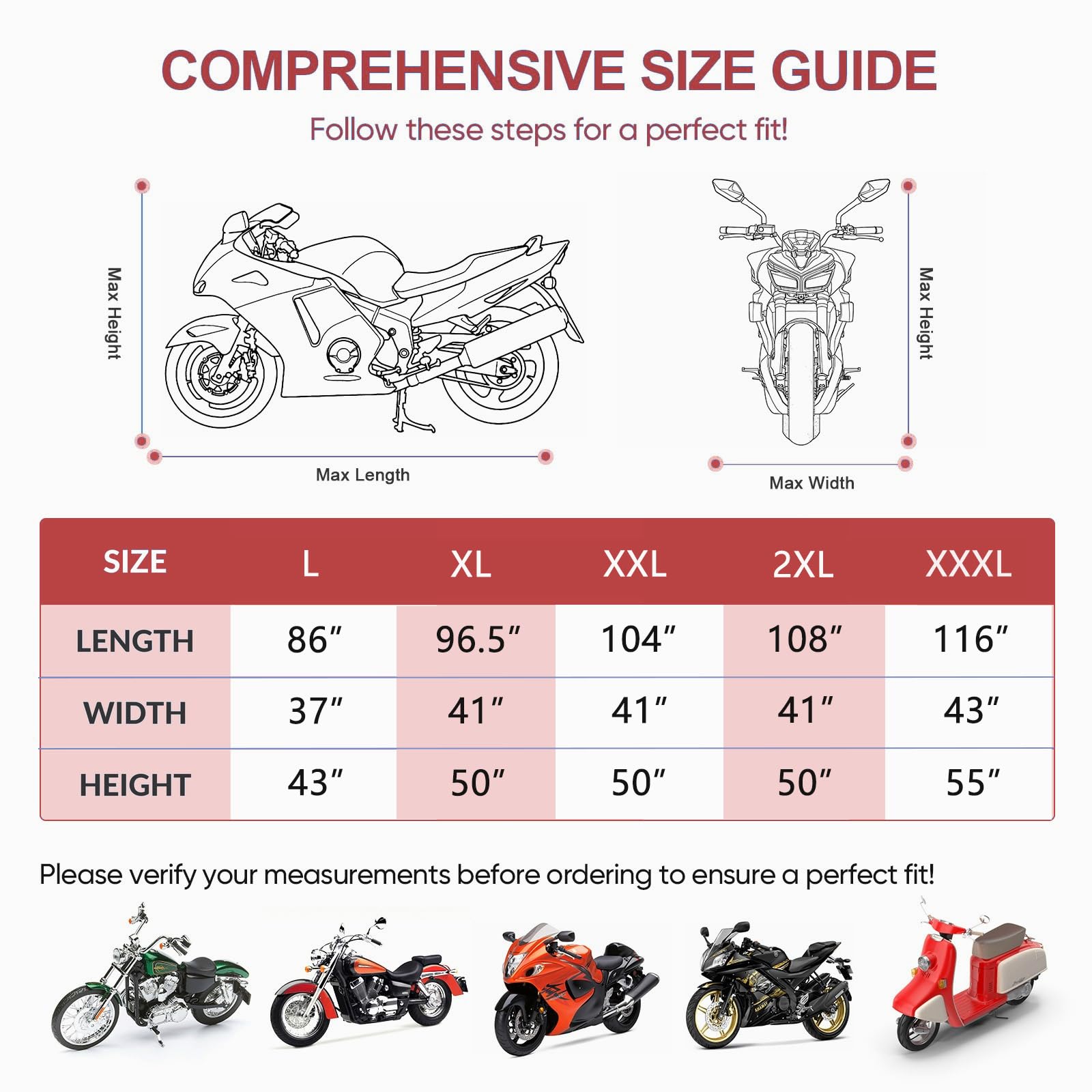 Amazon.com: NEVERLAND Motorcycle Cover Waterproof Outdoor Heavy