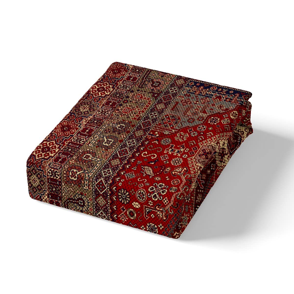 Juego de Funda de edredón Bohemio Tribal súper King,Juego de Ropa de Cama Retro exótico,Funda de edredón Bohemia de celosía Vintage,Rojo Oscuro,Rejilla Envejecida,Inspirada en Damasco,3 piez