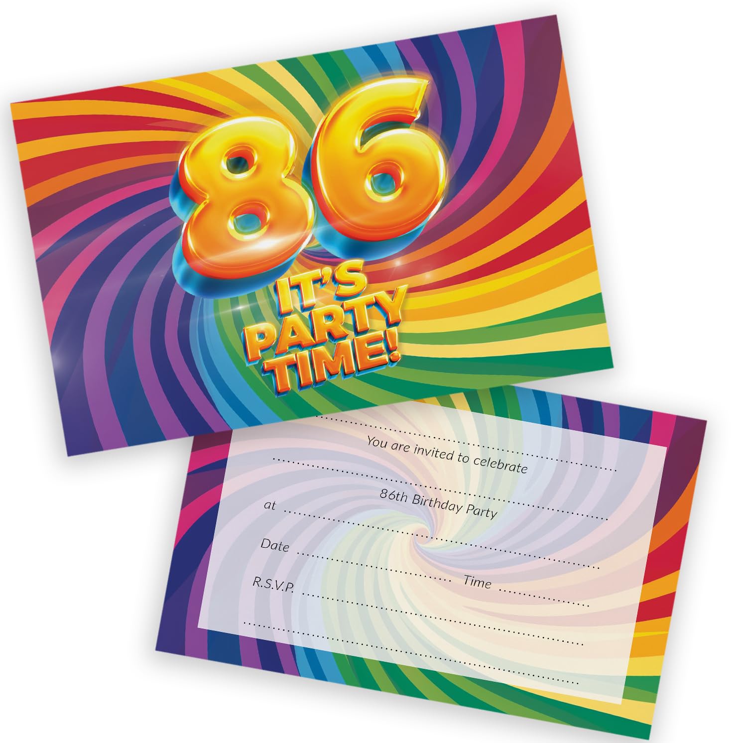 86th Birthday Party Invitations Men Women - Now It's Party Time 20 Pack - Adults Birthday Invitations for Friends Family A6 Bday Party Invites Invitation Cards with Folding Envelopes — image 1