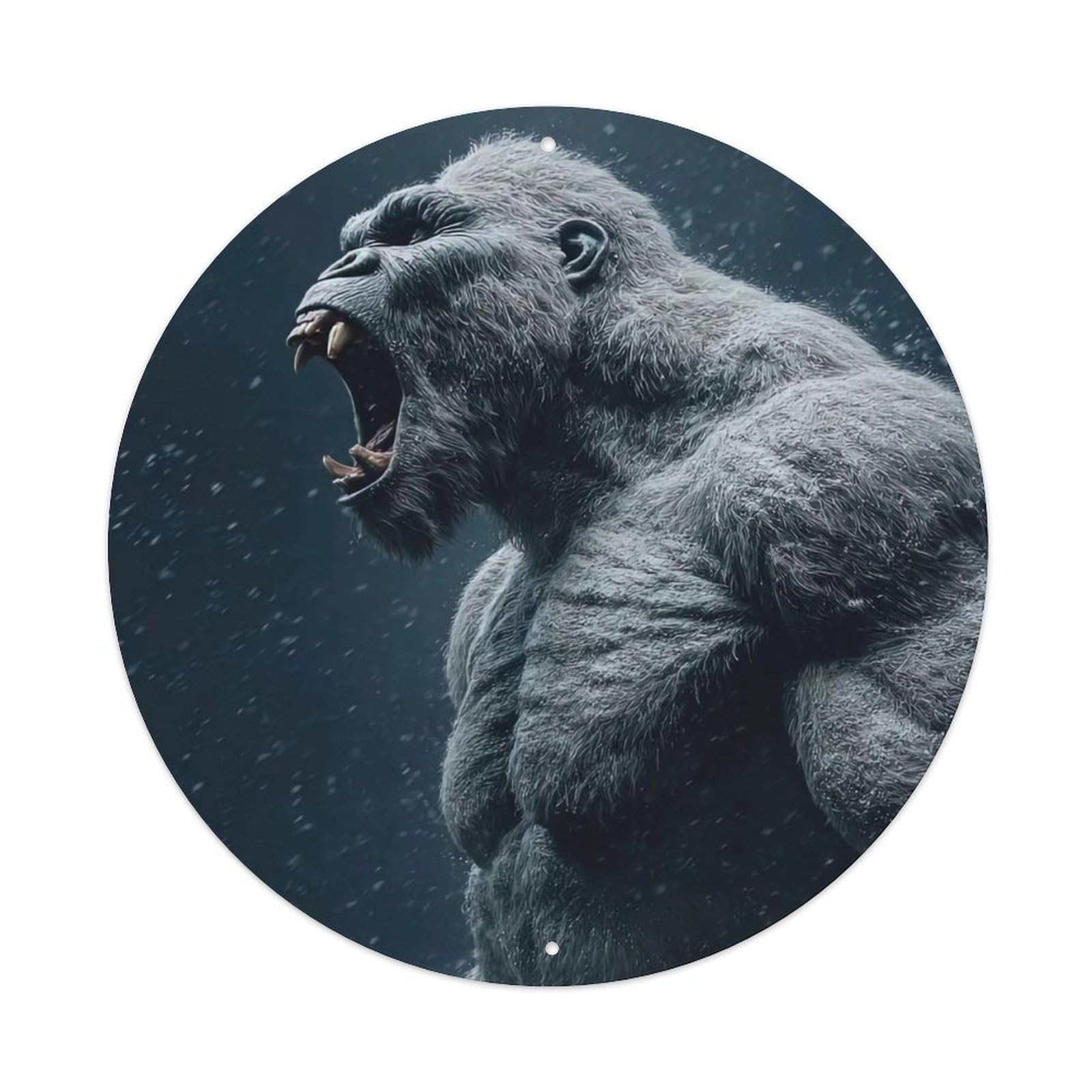 Cwbufd Vintage Style Animal Gorilla Snowstorm Wild Nature Powerful Wildlife Vintage Metal Tin Sign Plaque Wall Decor For Cafe, Club Bar, Office, Garden Metal Poster 8X8inch
