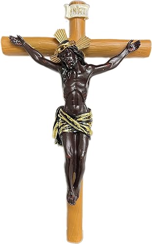 BHEII Cristo Negro de Esquipulas en Santa Cruz Poliresina de 12 pulgadas de alto