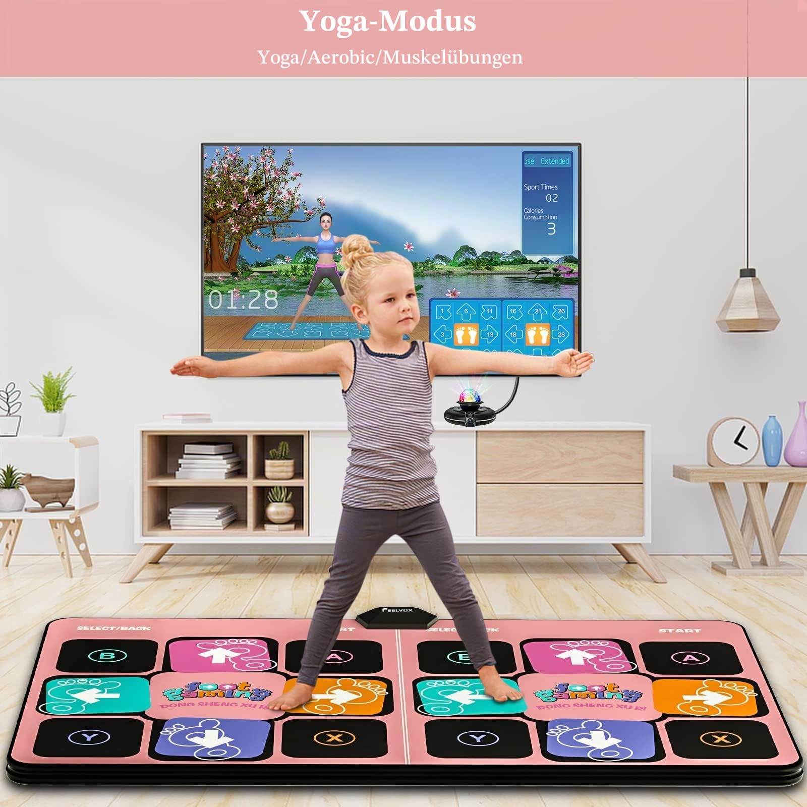 Tanzmatte Spielzeug für Mädchen - Elektronische Wireless Dance Pad für TV mit Kamera & Wireless Handle, Familie Party/Geburtstagsgeschenk für 4 5 6 7 8 9 10 11+ Jahr alte Kinder