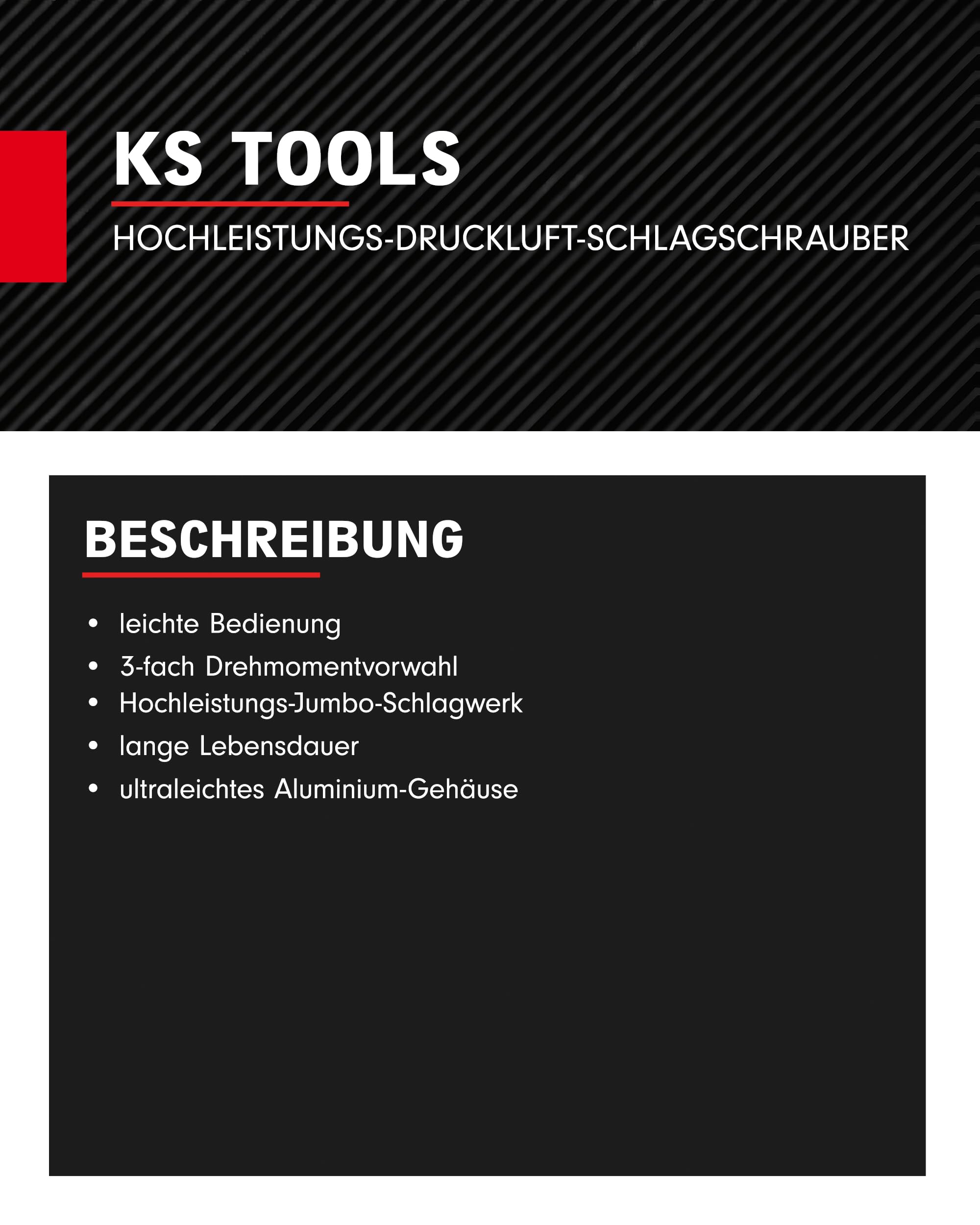 KS Tools Hochleistungs Schlagschrauber Druckluft miniDEVIL 1/2" 515.1315 I 3-fache Drehmomentvorwahl 210, 503, 755 Nm mit max. Löse-Drehmoment 1084 Nm I Zum Anziehen & Lösen von Schrauben
