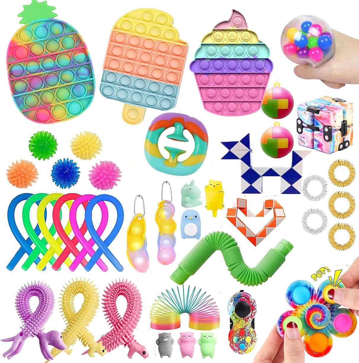 41Pc TIK Tok Fidget Sensory Toys Fidget Toys Pack Push Bubble Pop Toy