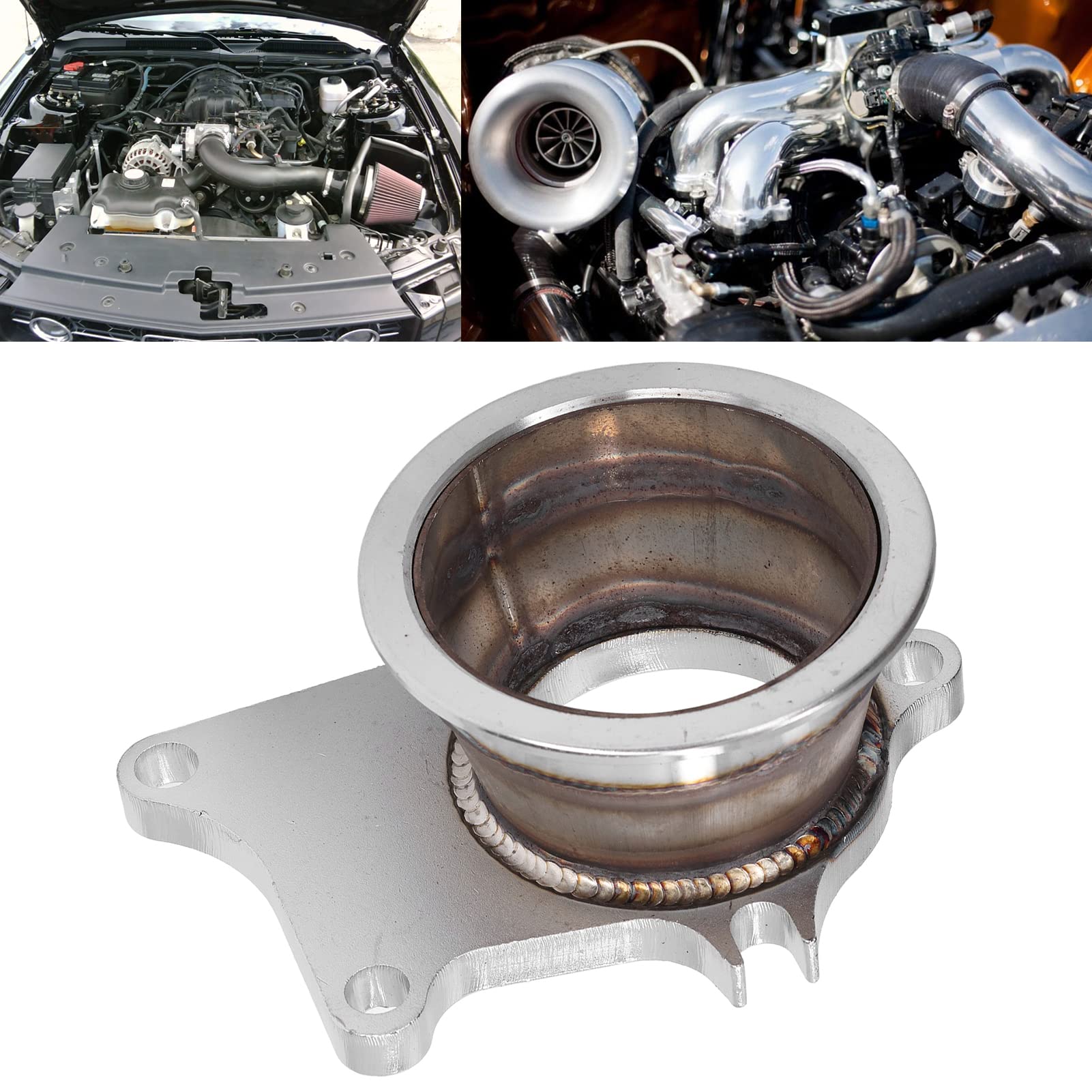 de Turbo à Tuyaux, 5 Boulon à 3 Pouces V Adaptateur avec Débit Maximum pour Turbo T3 T4, Acier Inoxydable