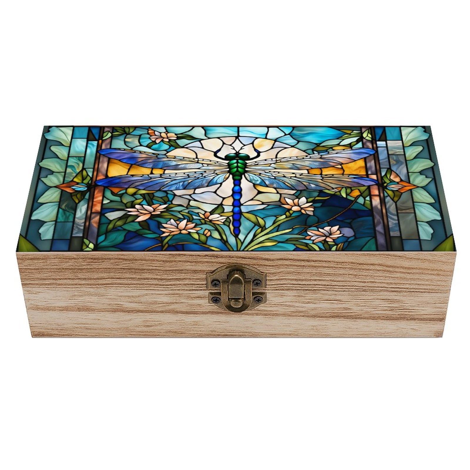 asbwuo Beautiful Dragonfly Vintage Wooden Keepsake Box