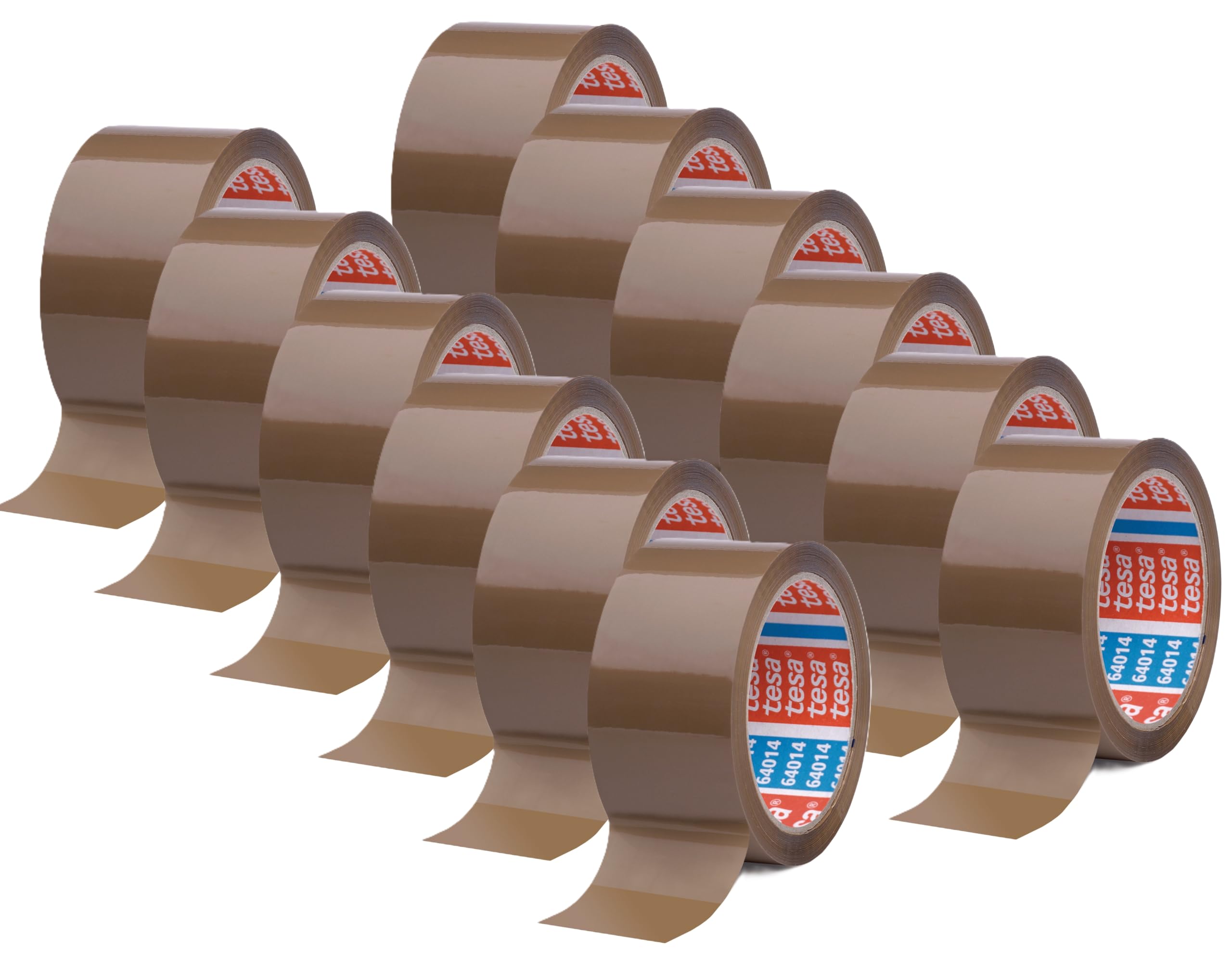 tesa tesapack 64014 - Geräuscharmes 66 m Paketklebeband zum Verpacken von Paketen und Versandschachteln - braun - (12 Rollen, Single)