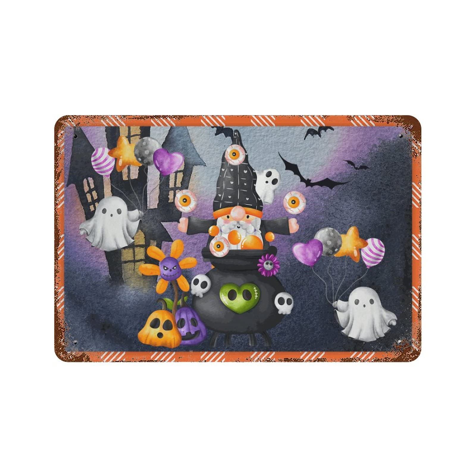 Panneau en métal Happy Halloween effrayant pour embellir votre porche et accueillir vos invités