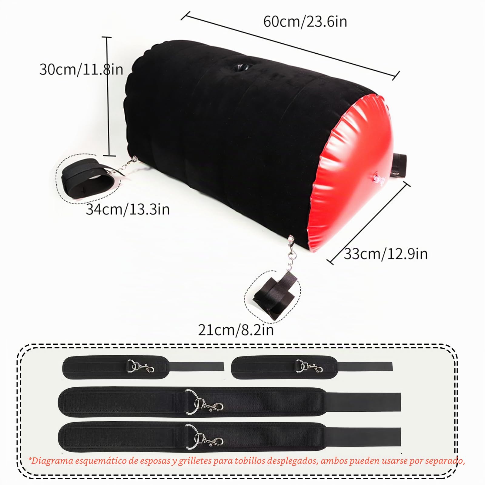 Cojín BDSM,Cojín soporte para consolador Kit de lazos con esposas para muñecas y muslos, innovador para mujeres y parejas, cojín inflable,juguetes sexuales multifuncionales