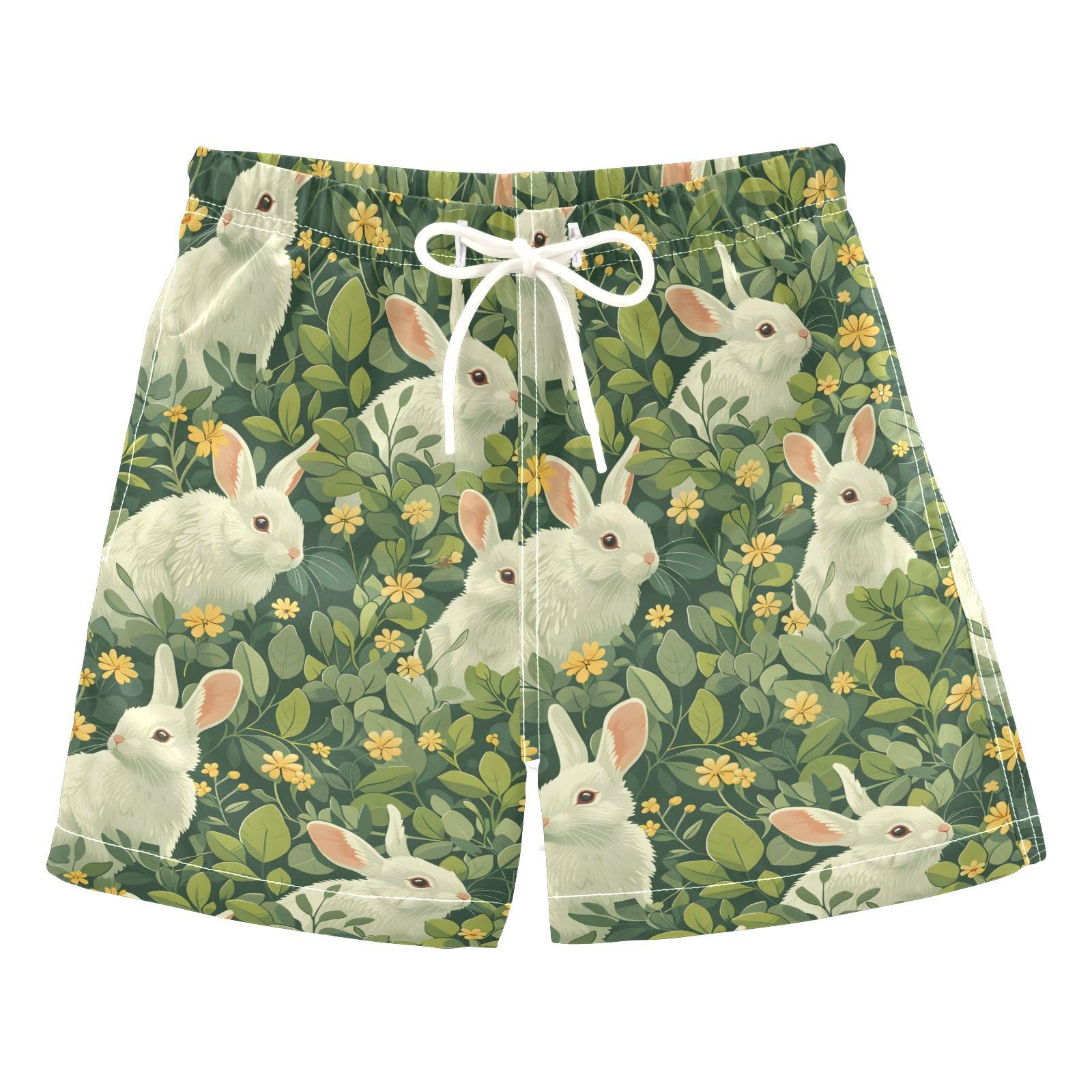 Rabbit Green Pattern A Boys Swim Trunks Toddler Shorts Swimwear Boardshorts