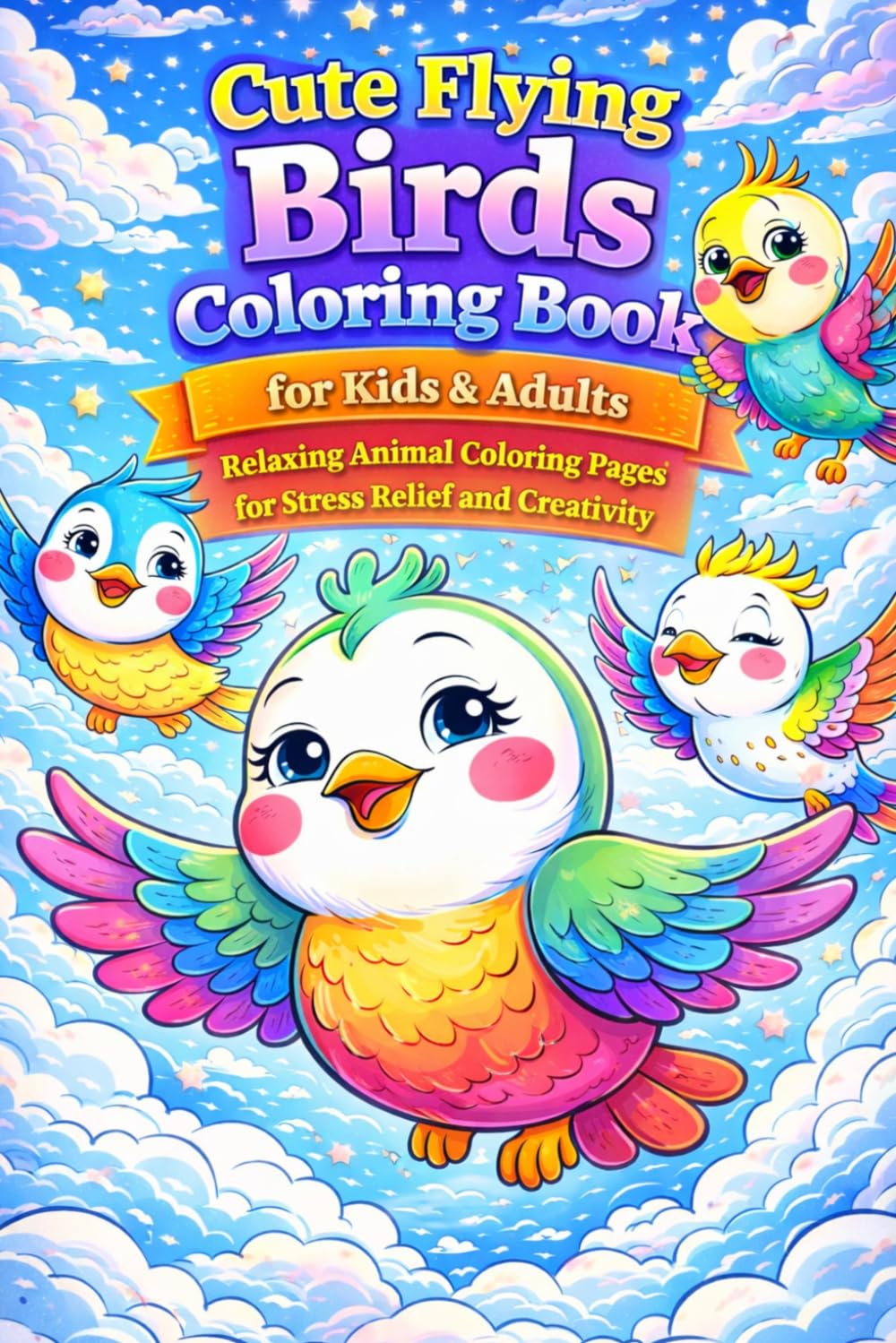 Cute Flying Birds Coloring Book for Kids & Adults – Relaxing Animal Coloring Pages for Stress Relief and Creativity: 82 adorable bird designs in the ... mindfulness and creative coloring fun