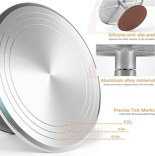 Miniatura 3 de Soporte giratorio redondo de aluminio de 12 pulgadas para decoración de pasteles, tocadiscos para tartas, soporte giratorio para tartas, pasteles y