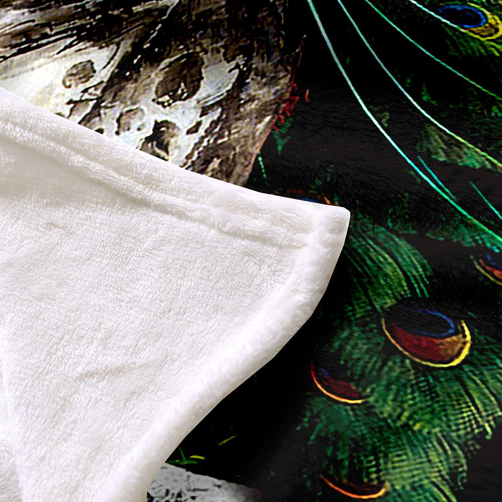 Manta De Franela De Microfibra 150X200Cm Manta De Felpa Suave para Sofá Cama 3D Pavo Real Animal Verde Impresión Patrón Polar Invierno Gruesa Y Esponjosa Caliente Transpirable