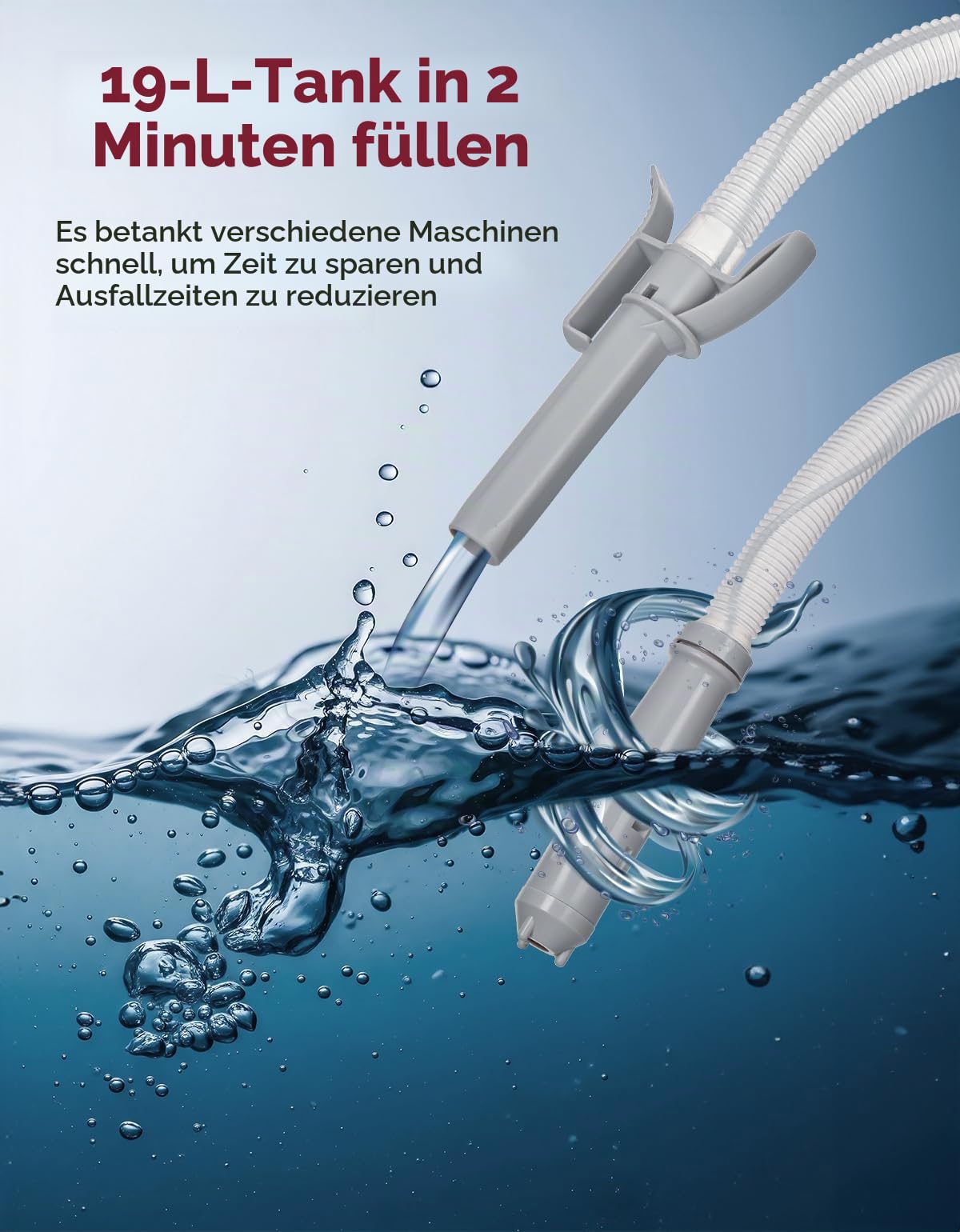 KEMIMOTO Elektrische Kraftstoffpumpe, Umfüllpumpe mit automatischer Abschaltsensor,Überlaufschutz, 2,4 GPM Schnellfluss, mit 3 Kanisteradaptern, 130m Schlauch für Benzin, Diesel, Öl