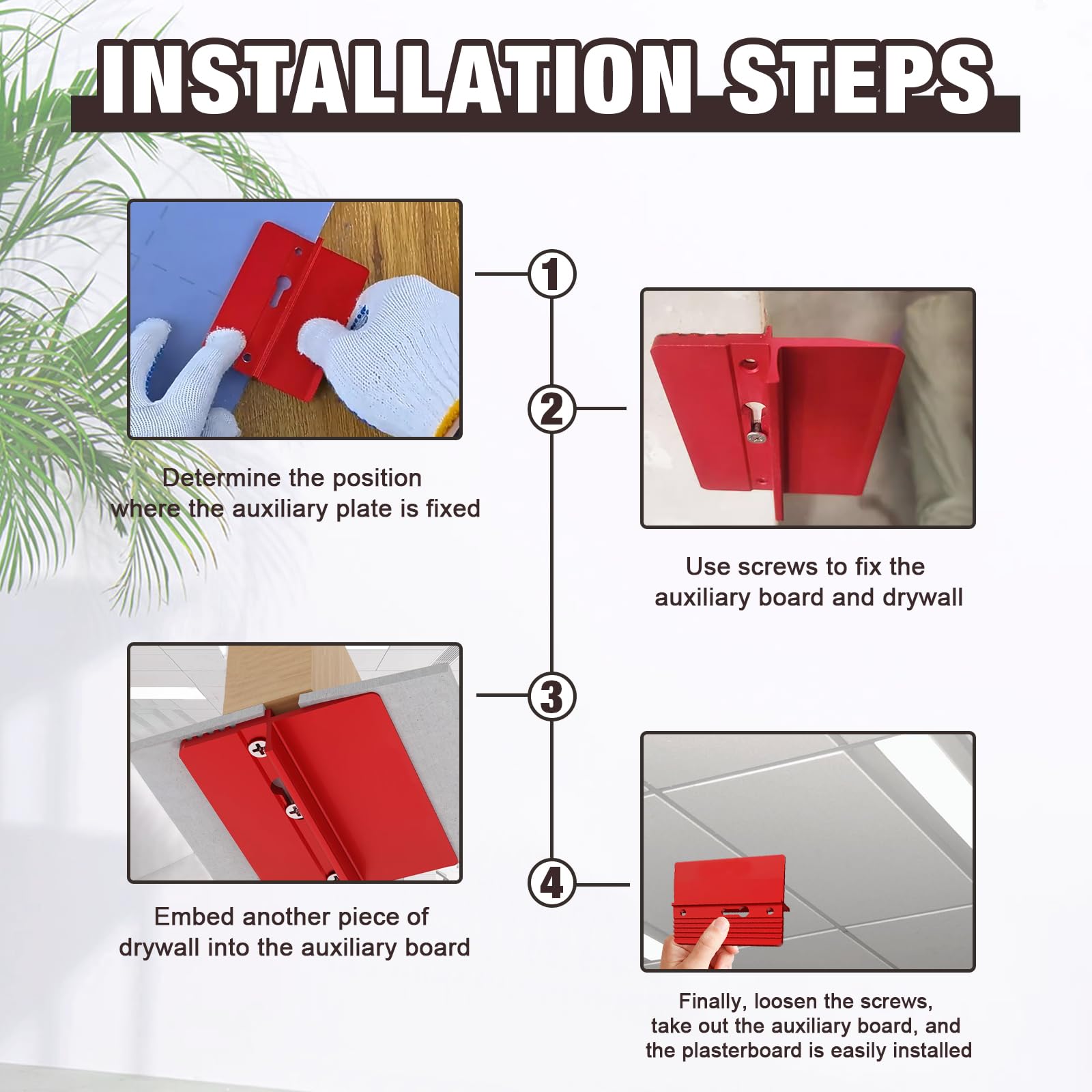 2 Pieces Roof Plaster Positioning & Fixing Board, Drywall Plasterboard Ceiling Auxiliary Fixing Tool, Heavy Duty Drywall Fitting Tool, Supports The board in Place While Installing — Amazon image 6
