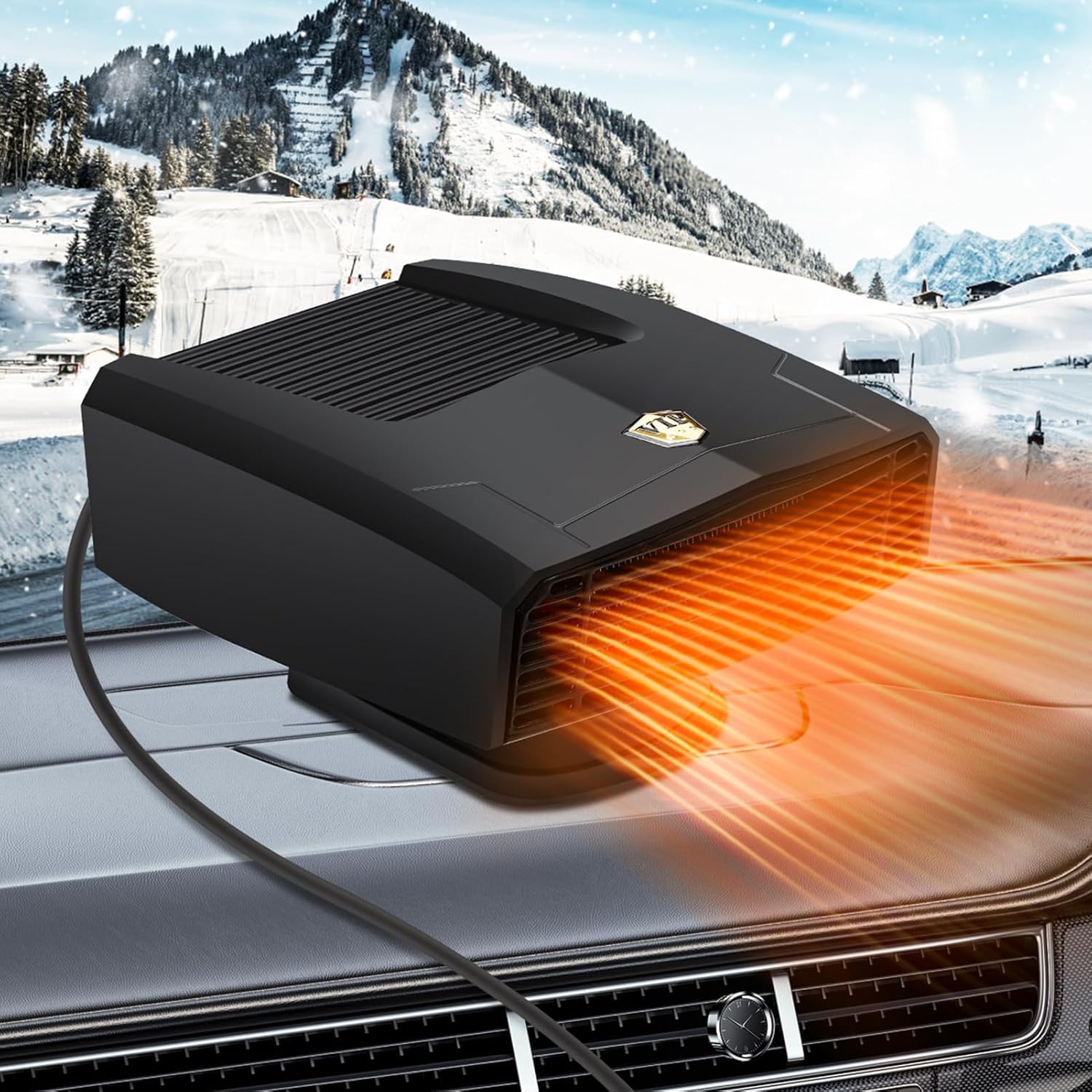 Chauffage de Voiture 12V 180W Chauffage Voiture Allume Cigare, 2 en 1 Chauffage et Ventilateur Voiture, Chauffage Portable Voiture Desembueur Dégivreur pare brise Auto avec Base Rotative à 360 Degrés