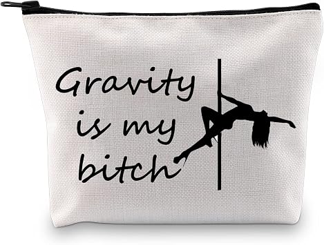 PXTIDY Pole Dancing Makeup Bag, Gravity is My Bitch, Travel Cosmetic Organizer