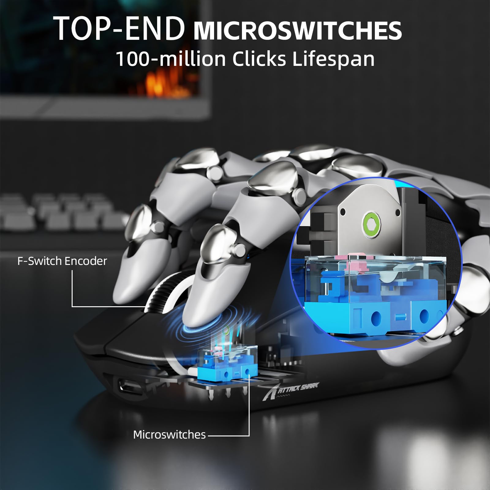 ATTACK SHARK G3PRO Mysz Gamingowa Bezprzewodowa z Magnetyczną Stacją ładującą, Czujnik PixArt PAW3311, do 25000DPI, Bluetooth/2,4GHz/Przewodowa, 500mAh, 59g SUPERLIGHT Myszy do PC/Xbox/PS/Mac - Czarny