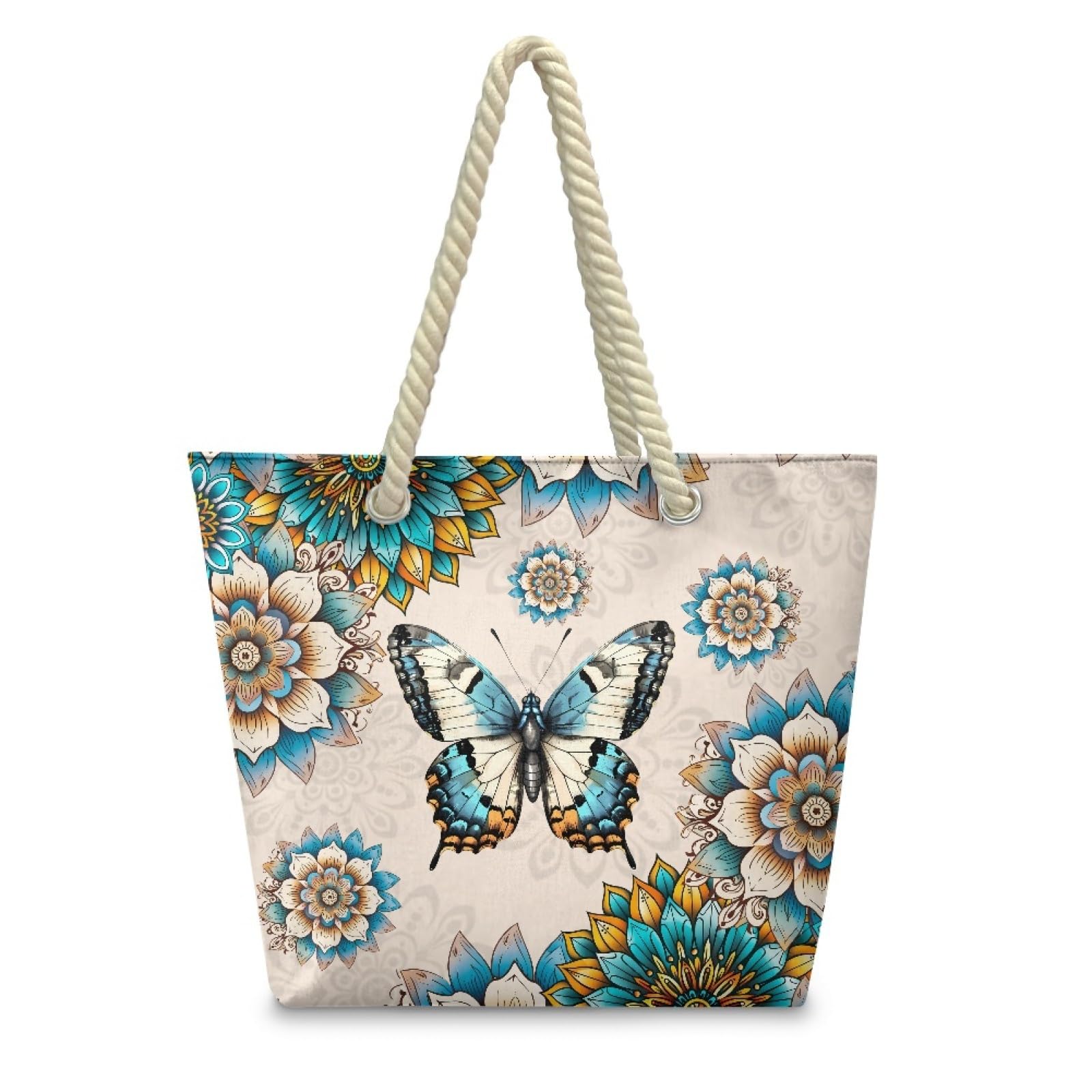 Tote Bag Bolsa Playa Poliéster Bolsas de Tela Reutilizable Bolsas de Viaje Plegable Bolso Playa Cremallera Bolsos de Mano Mujer Bolso Viaje