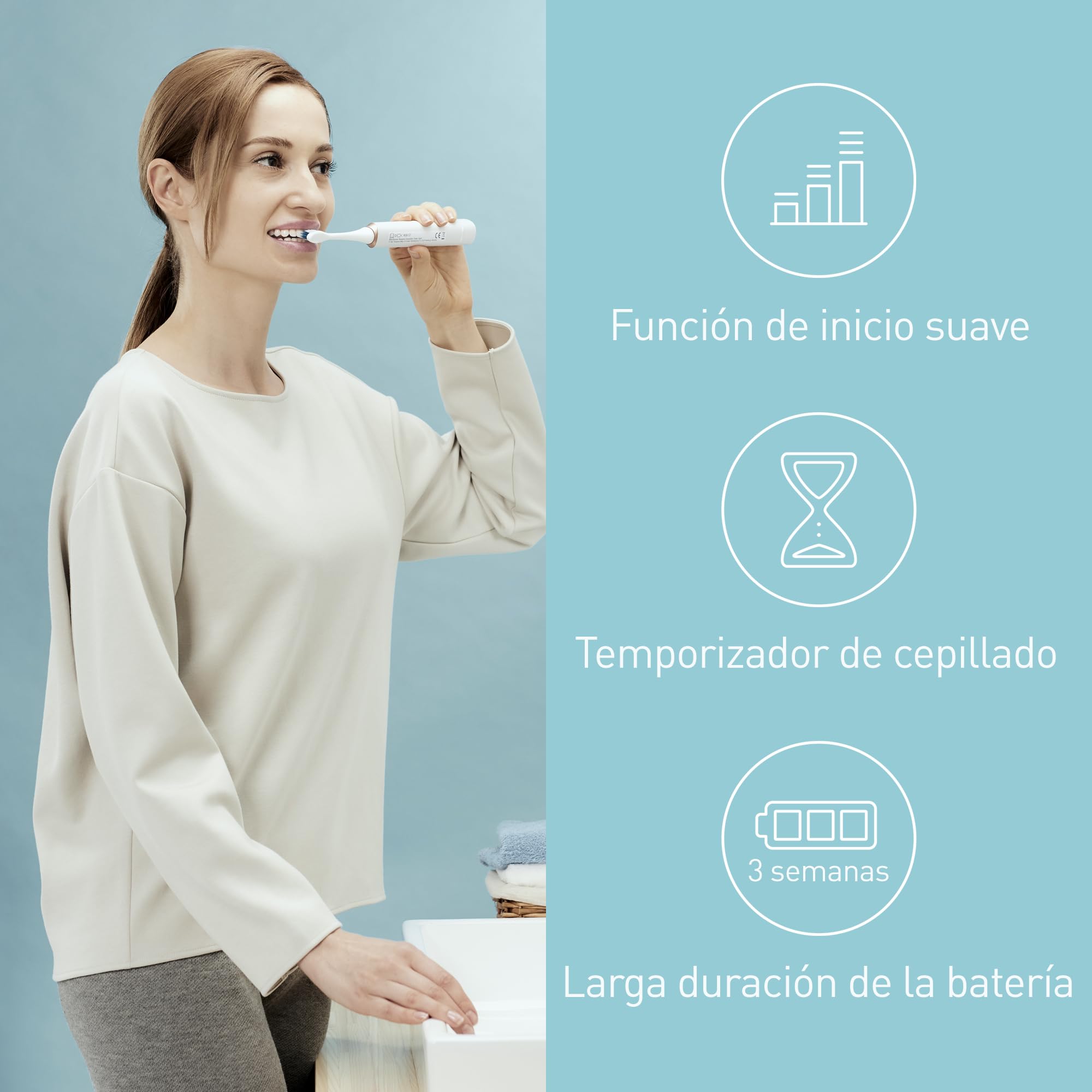 Panasonic EW-DC12 Cepillo de Dientes Eléctrico con Vibraciones Sónicas (3 Modos de Uso, Recargable, Movimiento Horizontal, Limpieza Profunda de la Boca), Blanco