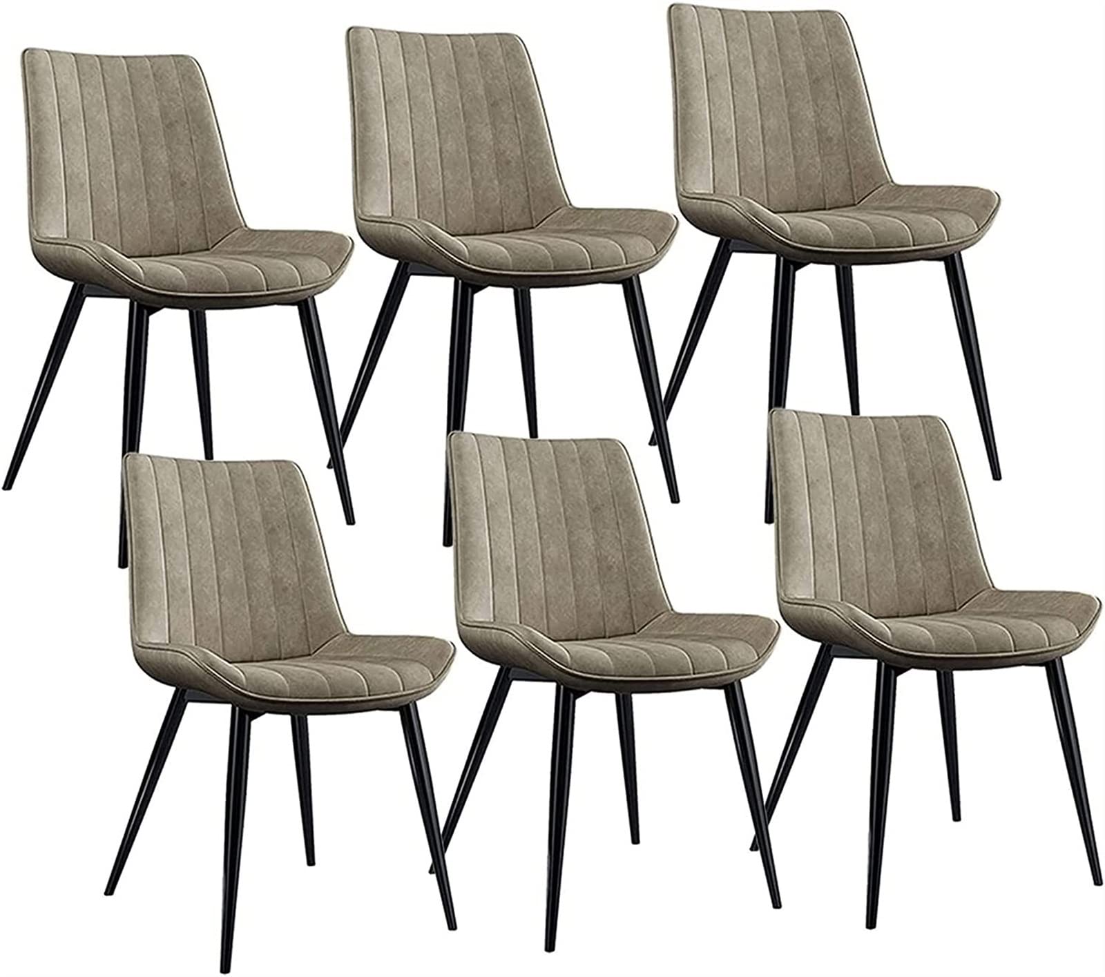 SJIALEN Modern PU Leather Dining Chairs Set of 6, for Office Lounge Kitchen Bedroom Chairs Sturdy Metal Legs Makeup Chair Kitchen Chair (Color : Beige, Size : Black Legs)