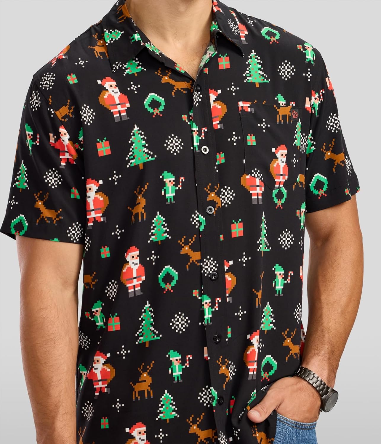 Tipsy Elves Men's Short Sleeve Holiday Button Down Shirts - Funny Christmas & Hanukkah Hawaiian Shirts for Men - Image 3