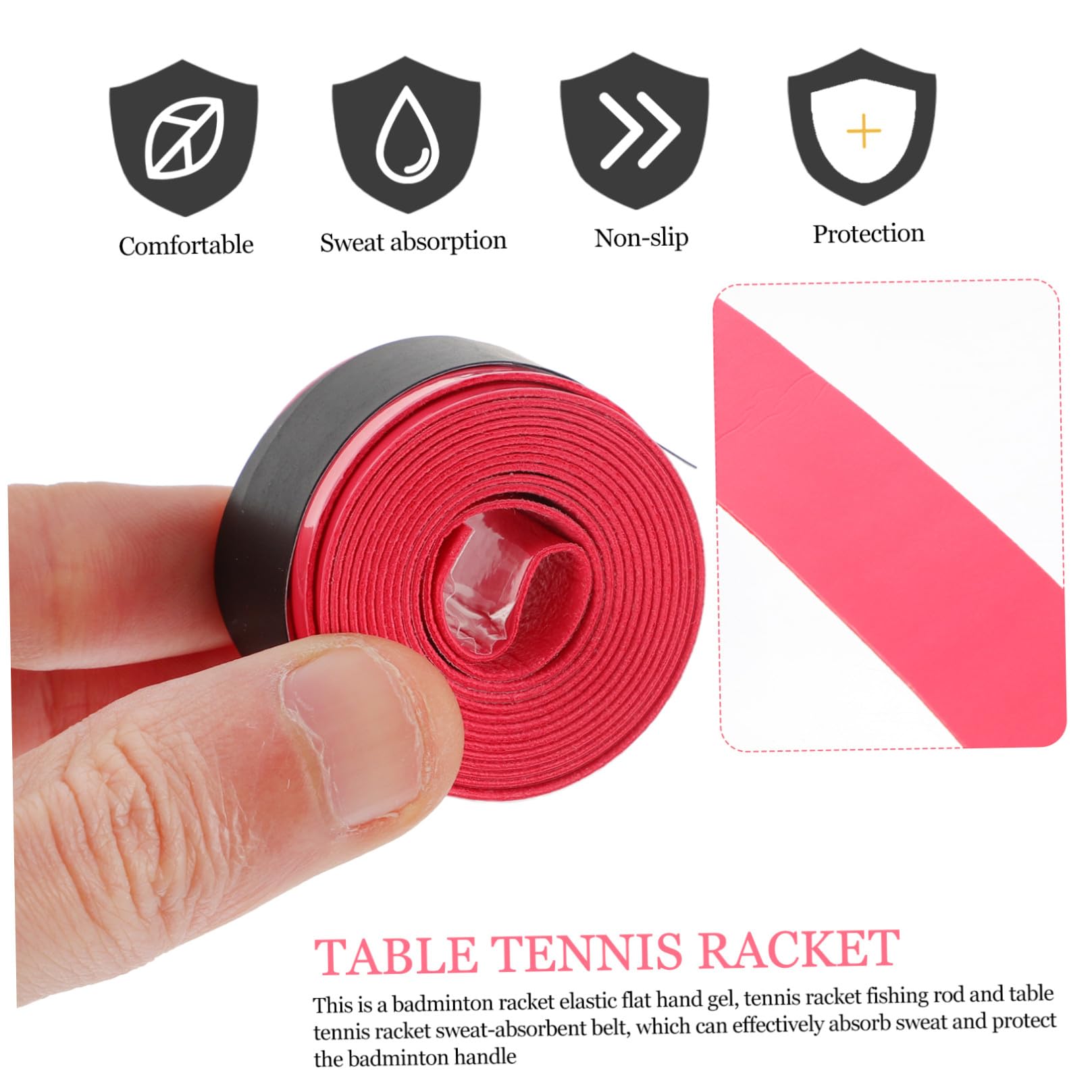 Cintas para Raquetas de Bádminton Antideslizantes Rojas 60 Unidades de PU Elásticas Absorbentes de Sudor para Tenis, Pádel y Deportes de Raqueta, Uso Deportivo y Recreativo