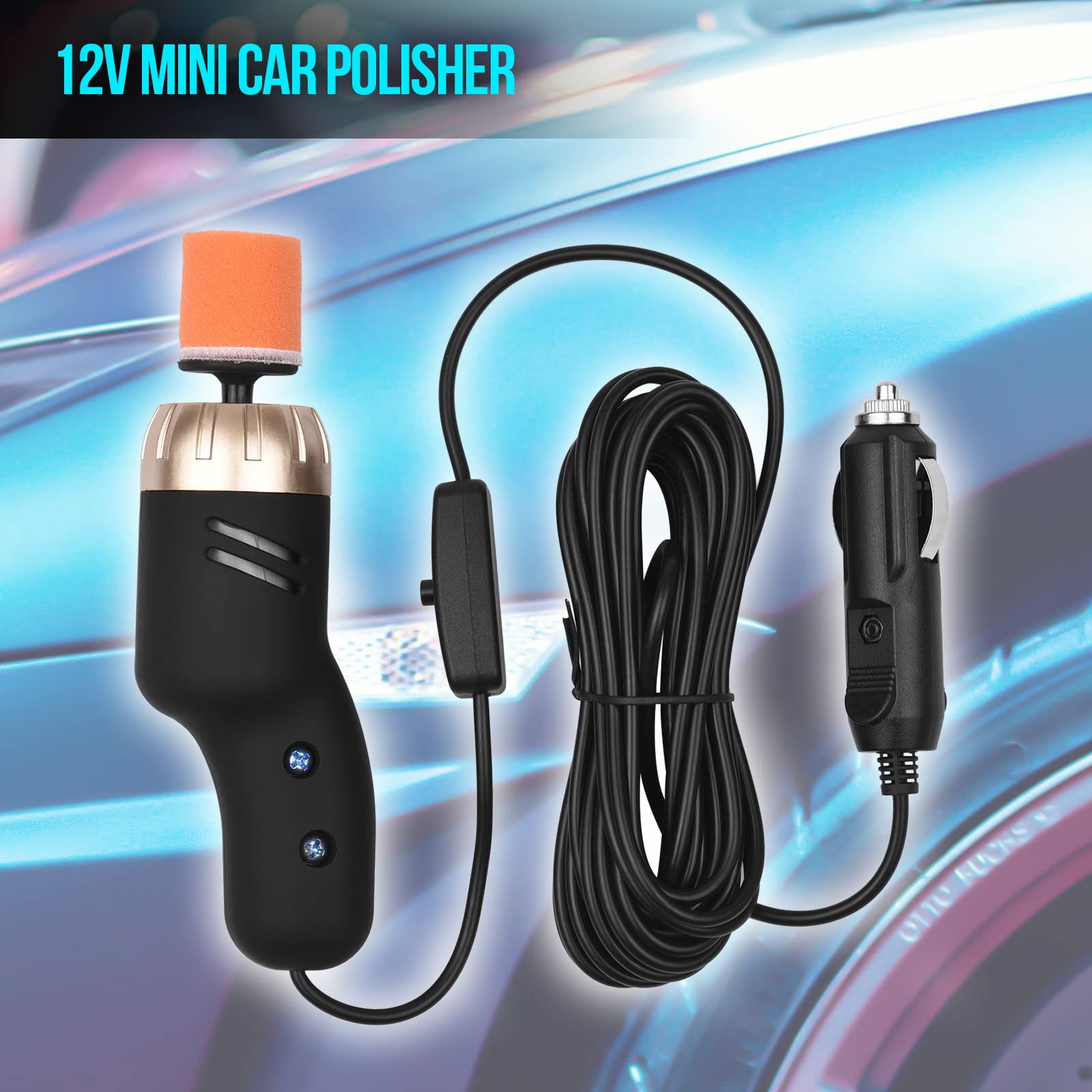Irfora Mini lucidatrice per auto, 12 V, compatta, lucidatrice a mano, dettaglio, antigraffio, killer, kit per lucidatura, levigatura e pulizia