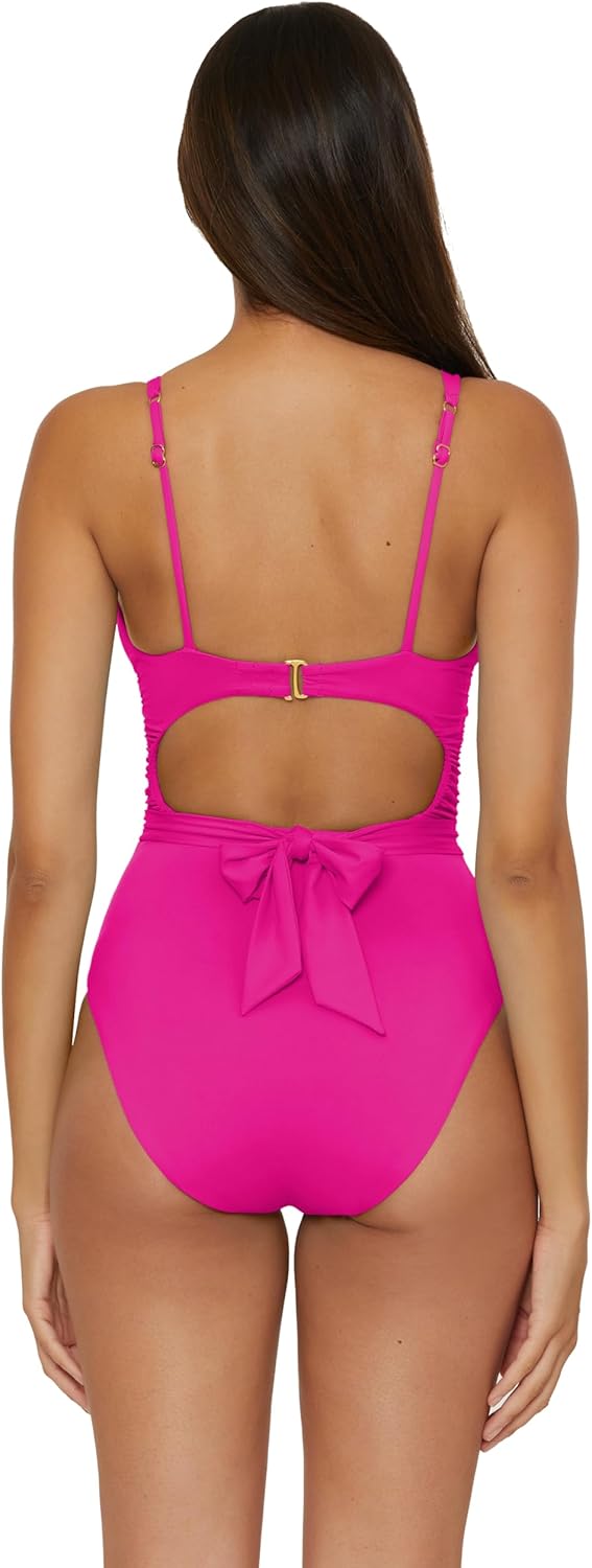 Becca Womens Garden of Eden One Piece Swimsuit, Plunge Neck, Bathing Suits for Women - Image 2