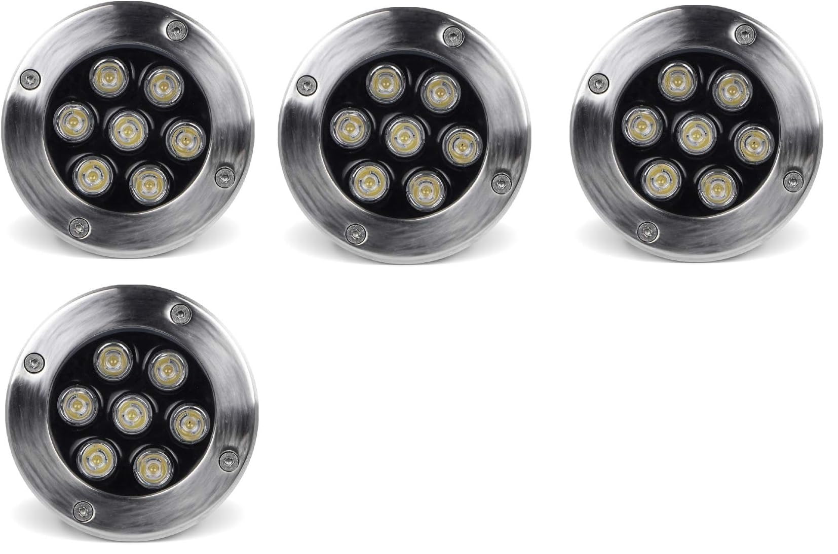 4 pezzi Faretto a led segnapasso calpestabile da esterno viali sentieri giardino pavimento IP65 da incasso a terra luce fredda 6500k - 220V (7 watt (12 x 9 cm))