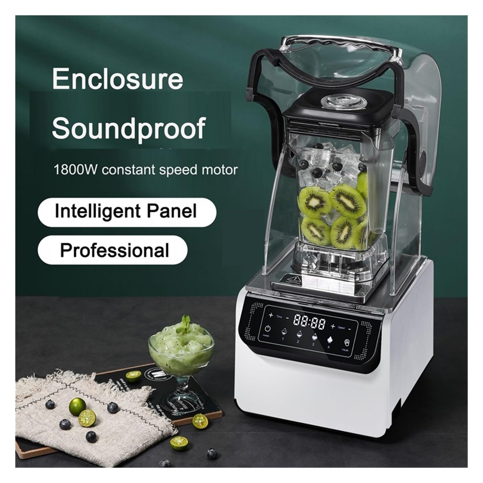 Licuadora Profesional Inteligente De 2 Litros Y 2200 W Con Temporizador, Exprimidor, Procesador Alimentos Alta Potencia, Batidos Hielo, Trituradora AgitacióN Vigorosa(Black)