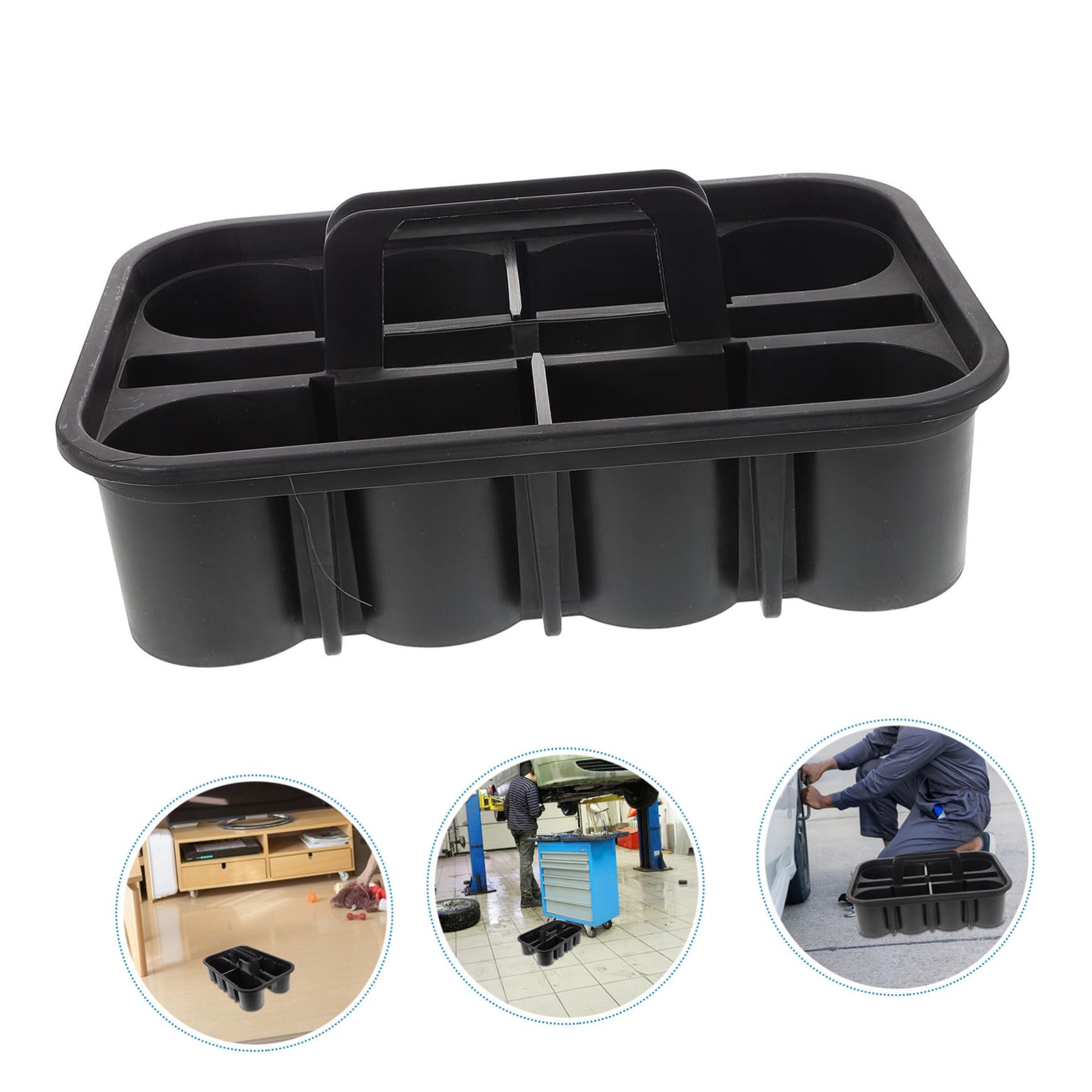 Cesta de Limpieza Portátil con Compartimentos para Herramientas de Automóvil Organizador de Plástico con Resistente para Lavado de Vehículos