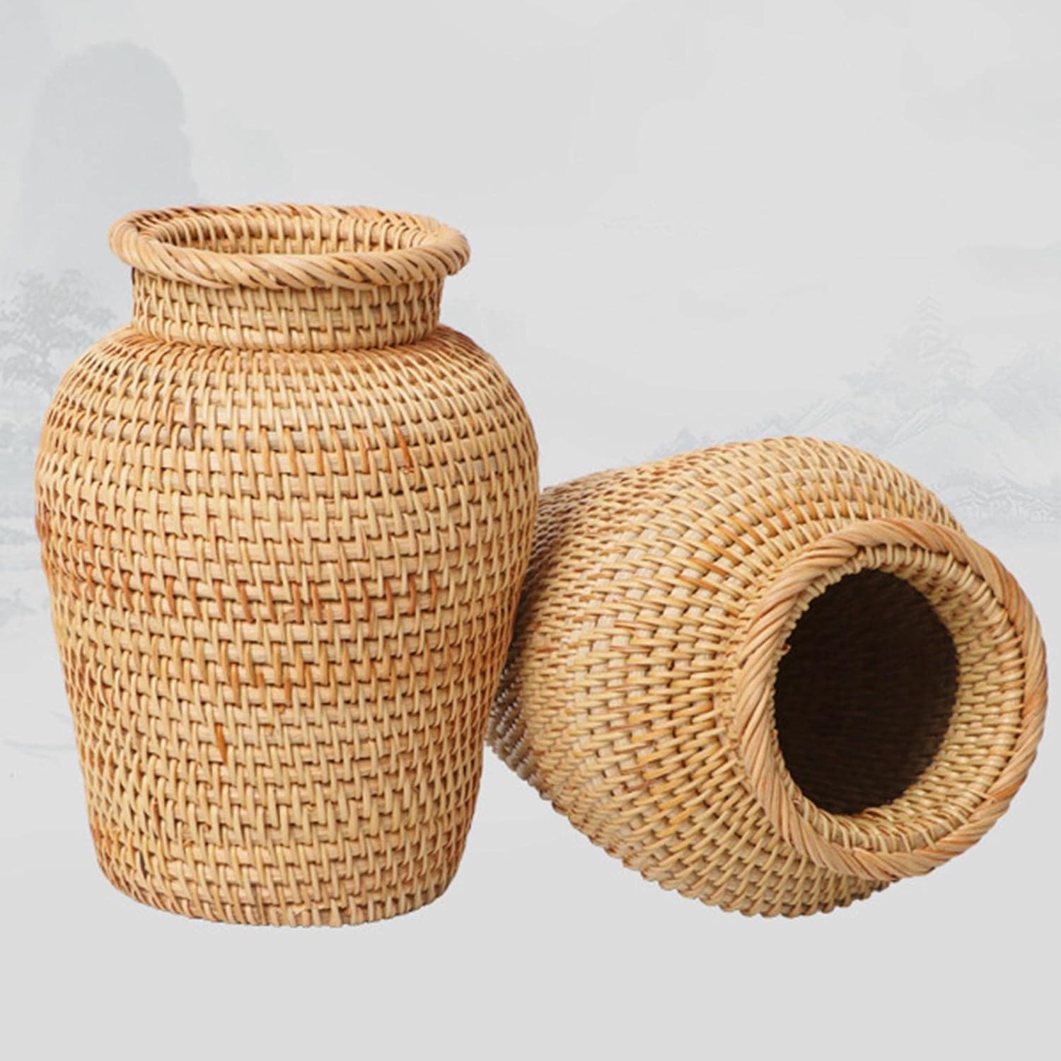 Rattan Vase Wicker Vases Flowerpot Flower Arrangement Flowerpot Basket Vase for Gardening