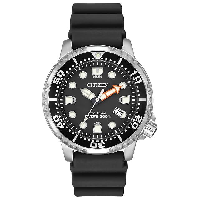 Citizen Promaster Dive Eco-Drive Watch 3-Hand Date ISO Certified Luminous Hands and Markers Rotating Bezel