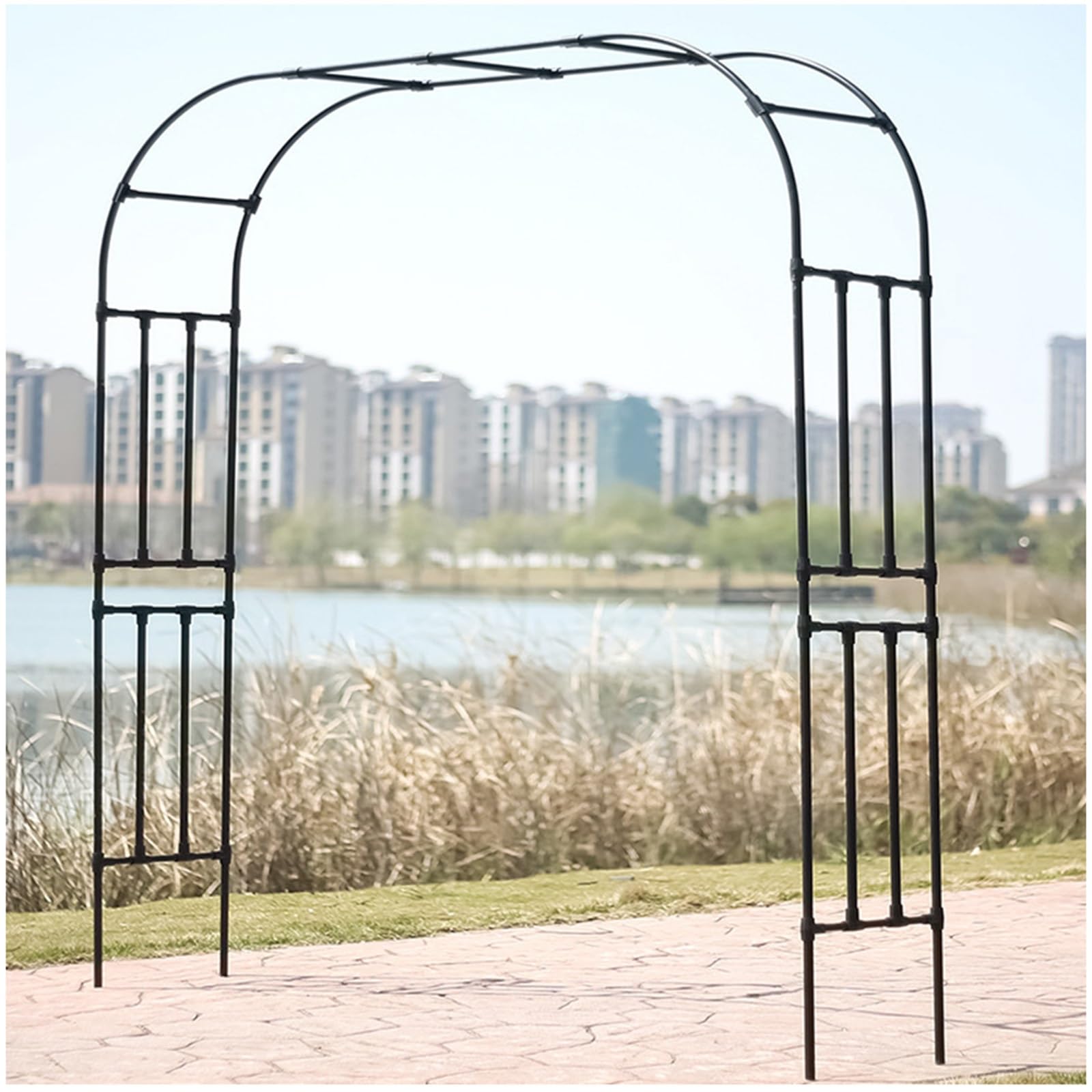 Seel Trellis do planów wspinaczkowych Czarna altana ślubna Oudoor Rose Archway dostępna w wielu rozmiarach (9'10,5') 6,6' szer. x 18 cm wys