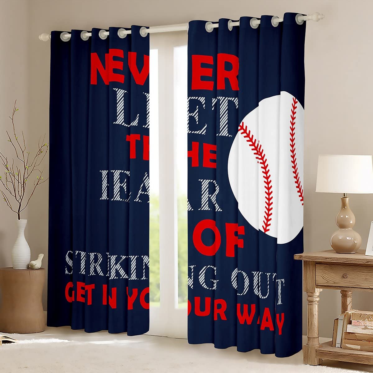 Tende oscuranti da baseball 30% -50% per giochi sportivi per camera da letto Baseball Gaming tende per finestre per bambini ragazzi regalo per amanti del baseball trattamenti per finestre W52* L90