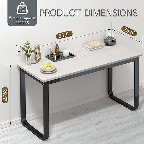 Miniatura 2 de Jerry & Maggie Escritorio de trabajo de 55 pulgadas para escritorio de oficina en casa, escritorio grande con patas de metal en U para estudio, mesa